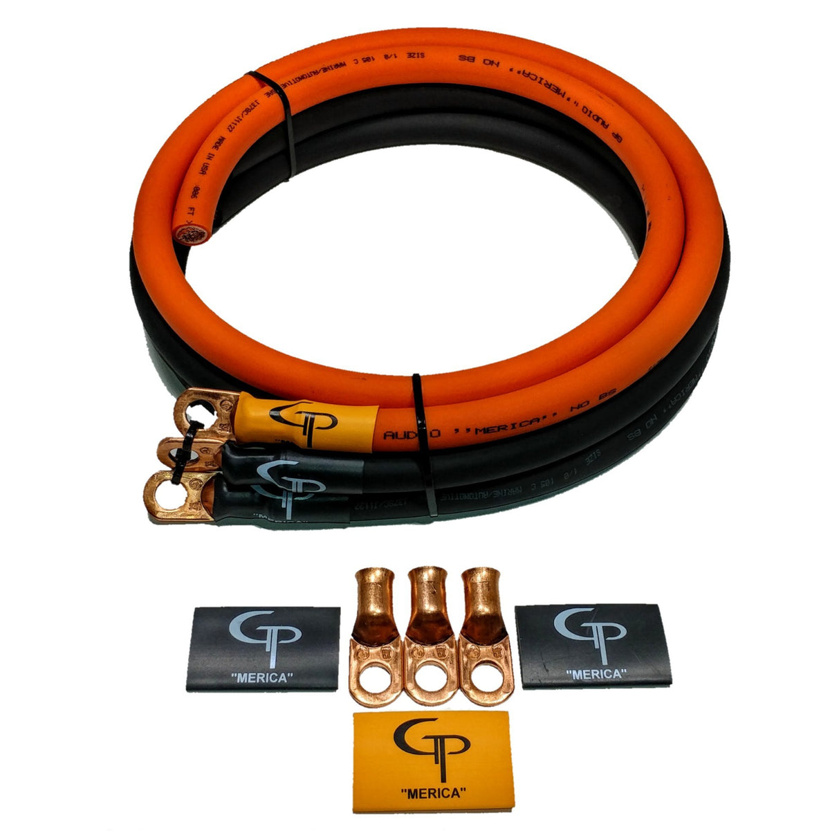 Gp Car Audio Big 3 Upgrade Wiring Kit Ofhc True 1/0 Awg Gauge Orange And Black