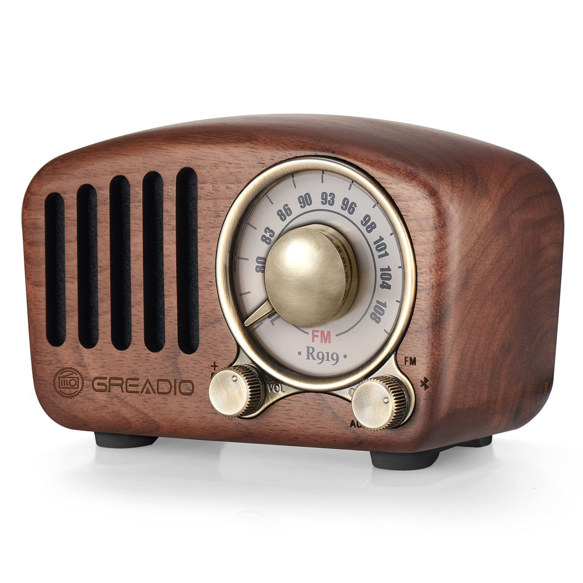 Vintage Radio Retro Bluetooth Speaker  Greadio Walnut Wooden Fm Radio With Old Fashioned Classic Style, Strong Bass Enhancement,