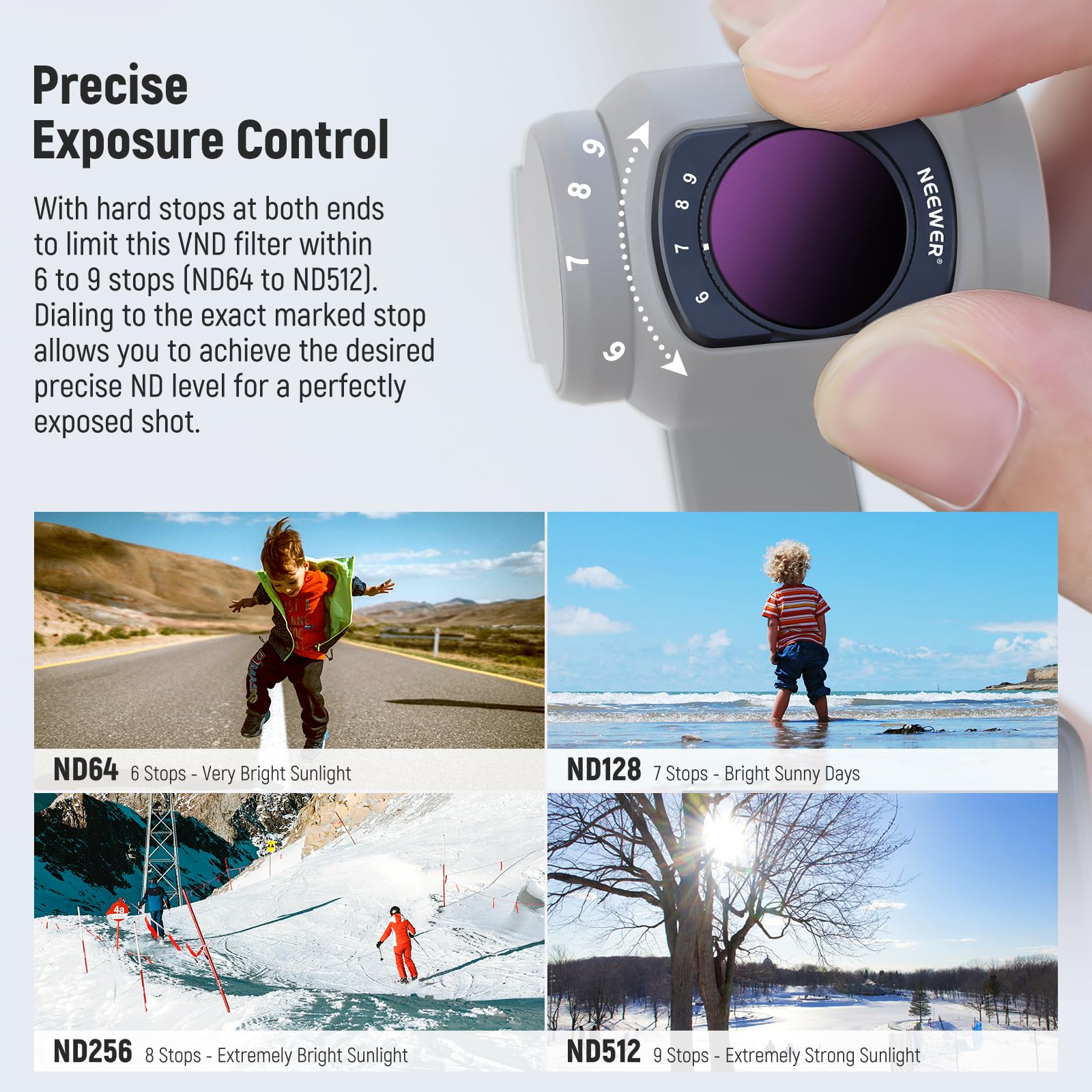 Neewer Variable Nd64 512 Filter Compatible With Dji Osmo Pocket 3, Magnetic 6 9 Limited Stops Adjustable Nd Filter With Hd Multi