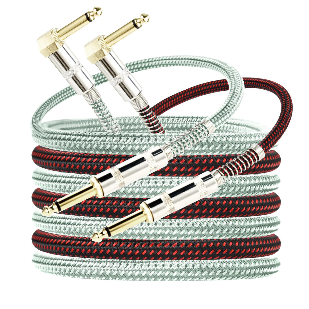 Otraki 2 Pack Guitar Cables 6 Ft Electric Instrument Cord 1/4 Inch Straight To Right Angle 6.35Mm Electric Guitar Cable Ts Solid