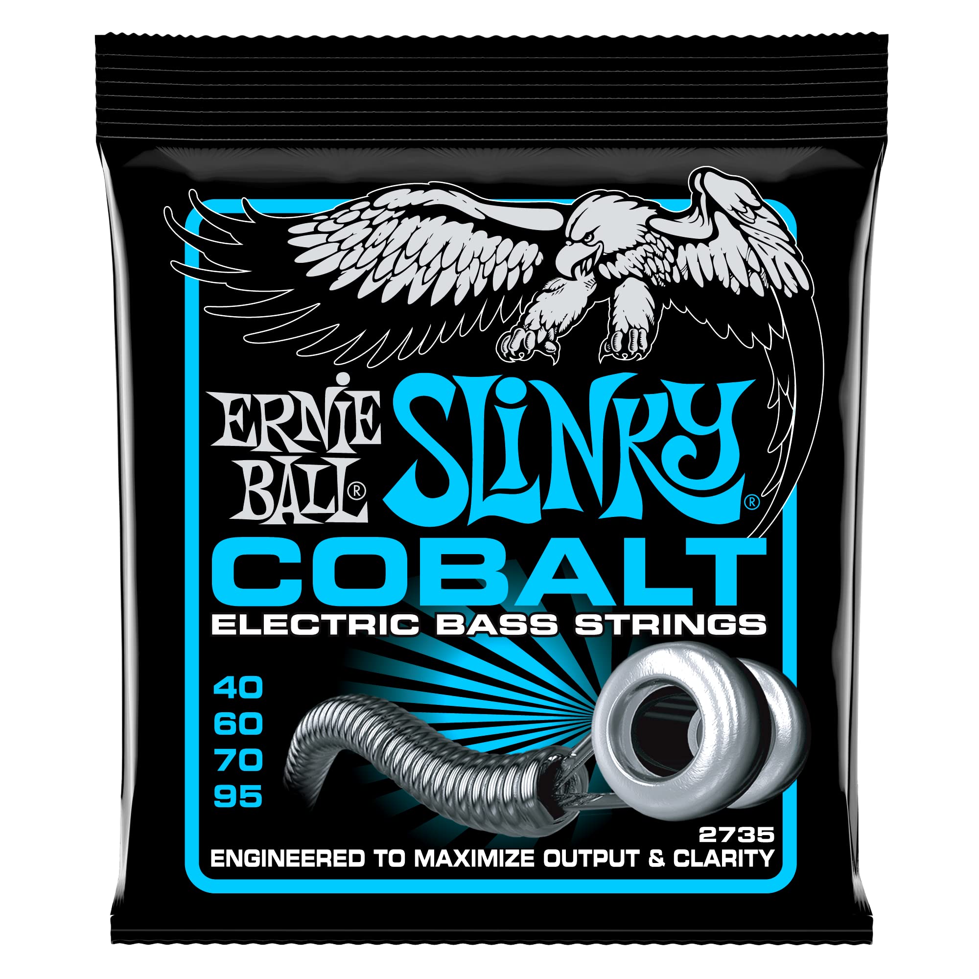 Ernie Ball Extra Slinky Cobalt Bass Guitar Strings, 40 95 Gauge (P02735)