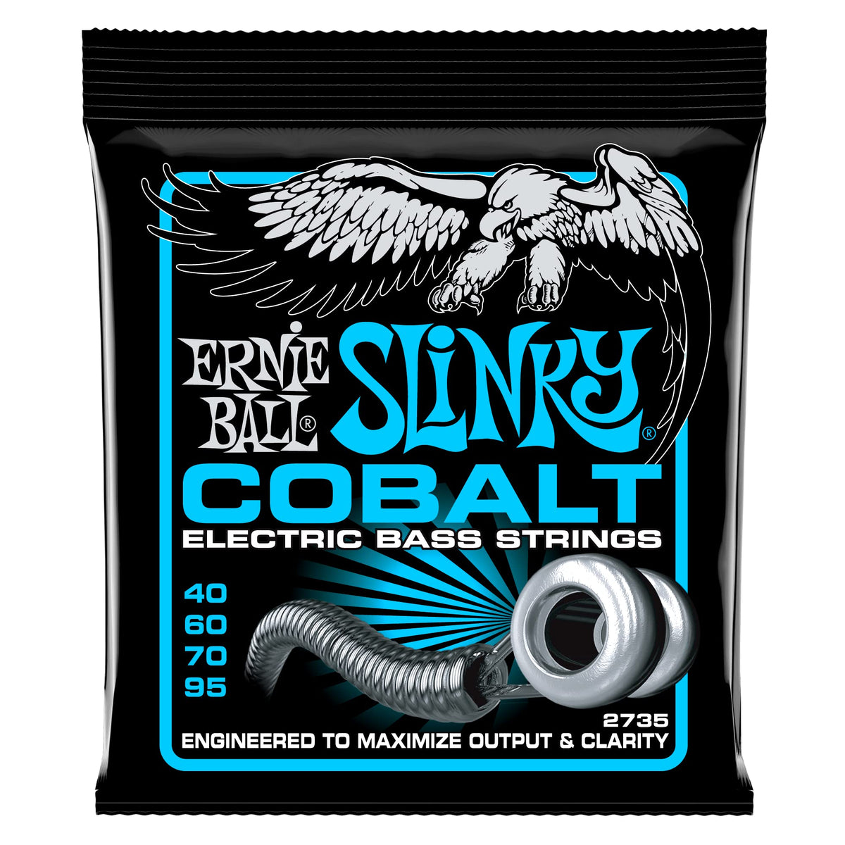 Ernie Ball Extra Slinky Cobalt Bass Guitar Strings, 40 95 Gauge (P02735)