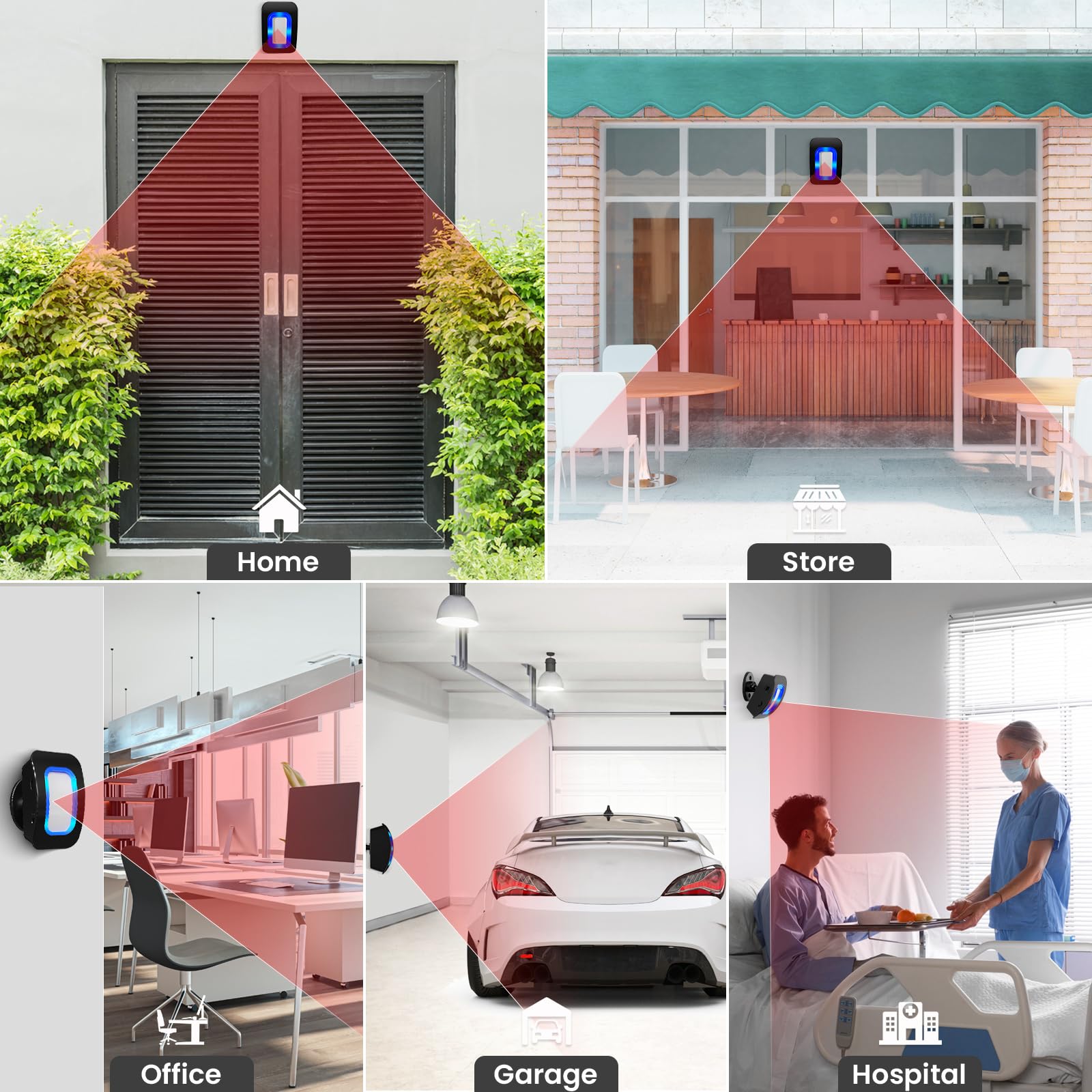 Wireless Motion Sensor Led Light   Motion Detector Alarm Chimes Door Sensor With 500 Ft Range Security Alert Monitor System For