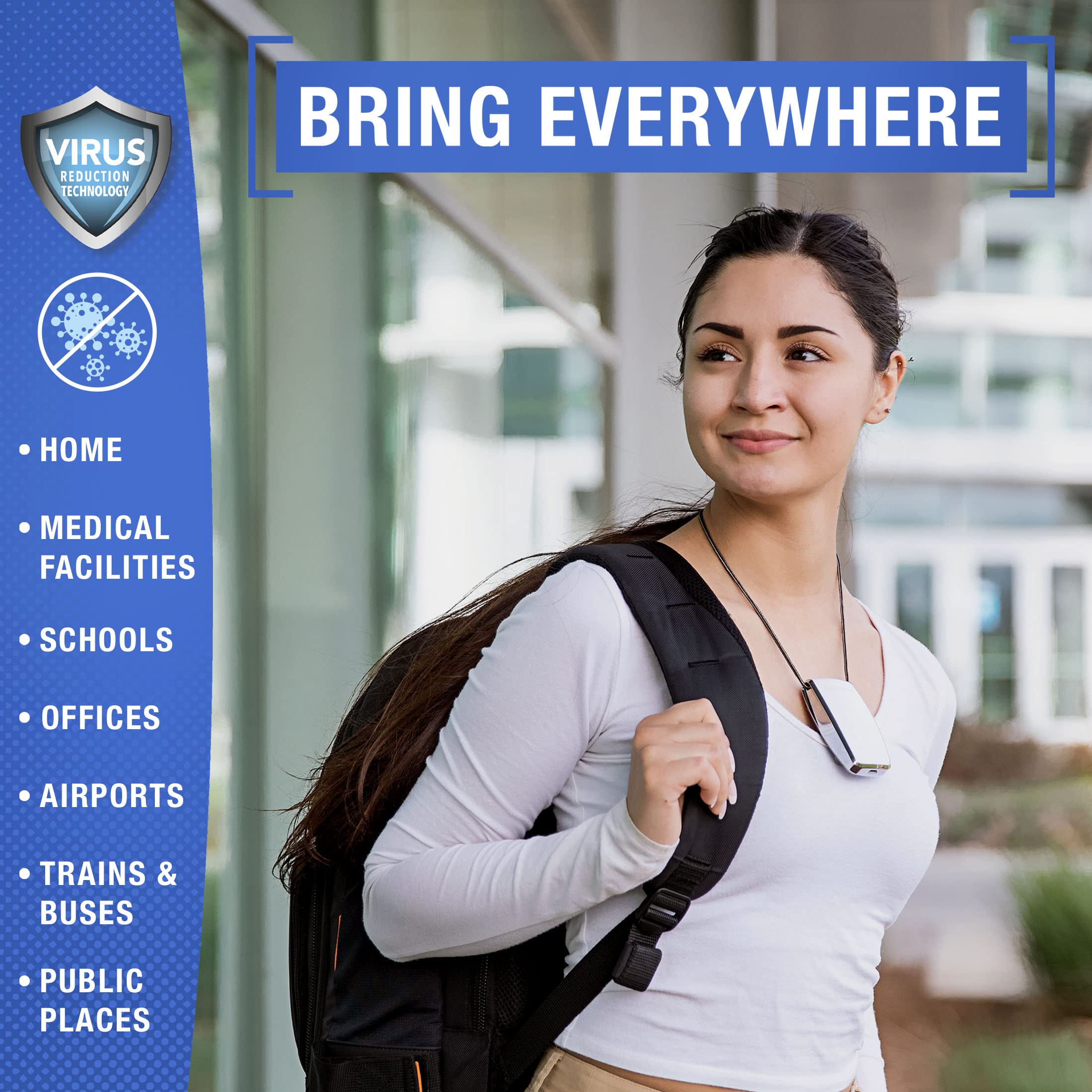 Airtamer A320W Rechargeable Personal Air Purifier, Proven Performance, Virus And Pollutant Tested*, White With Leather Travel Ca