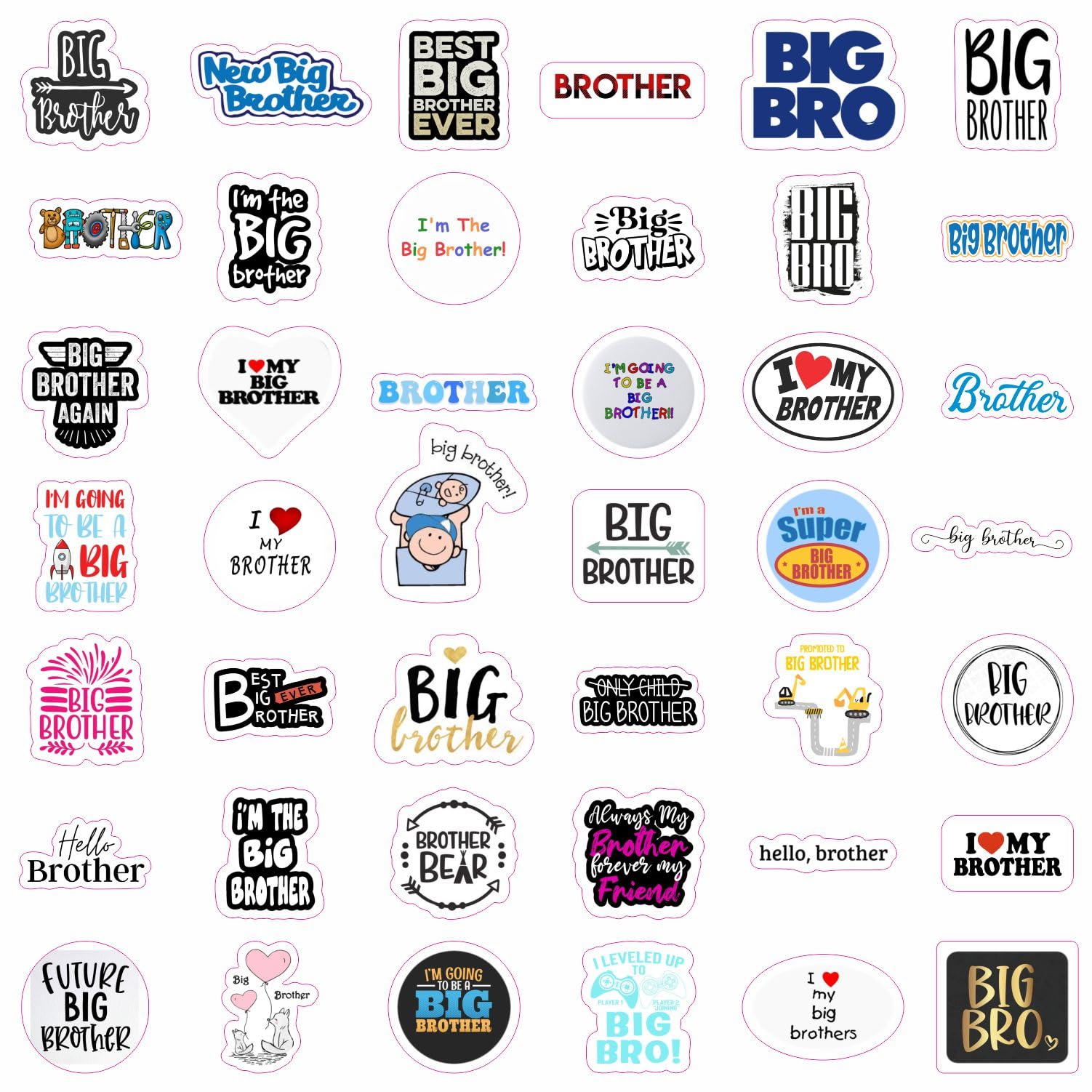 Big Brother Stickers For Water Bottle And Laptop   Big Brother Party Favors & Decorations, Waterproof Vinyl Decals, Sibling And