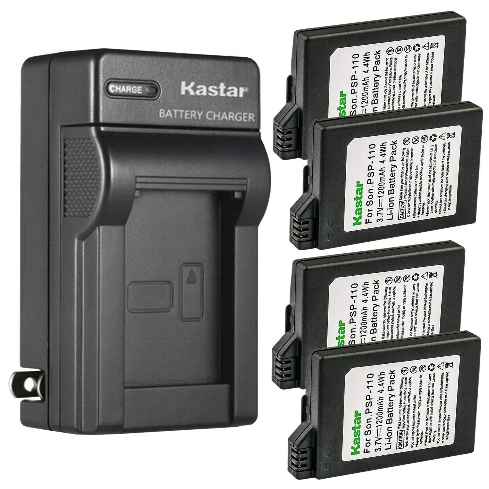 Kastar 4-Pack Battery and AC Wall Charger Replacement for Sony PSP-S110, PSPS110 Battery, Sony PSP-2010, PSP-3000, PSP-3001, PSP
