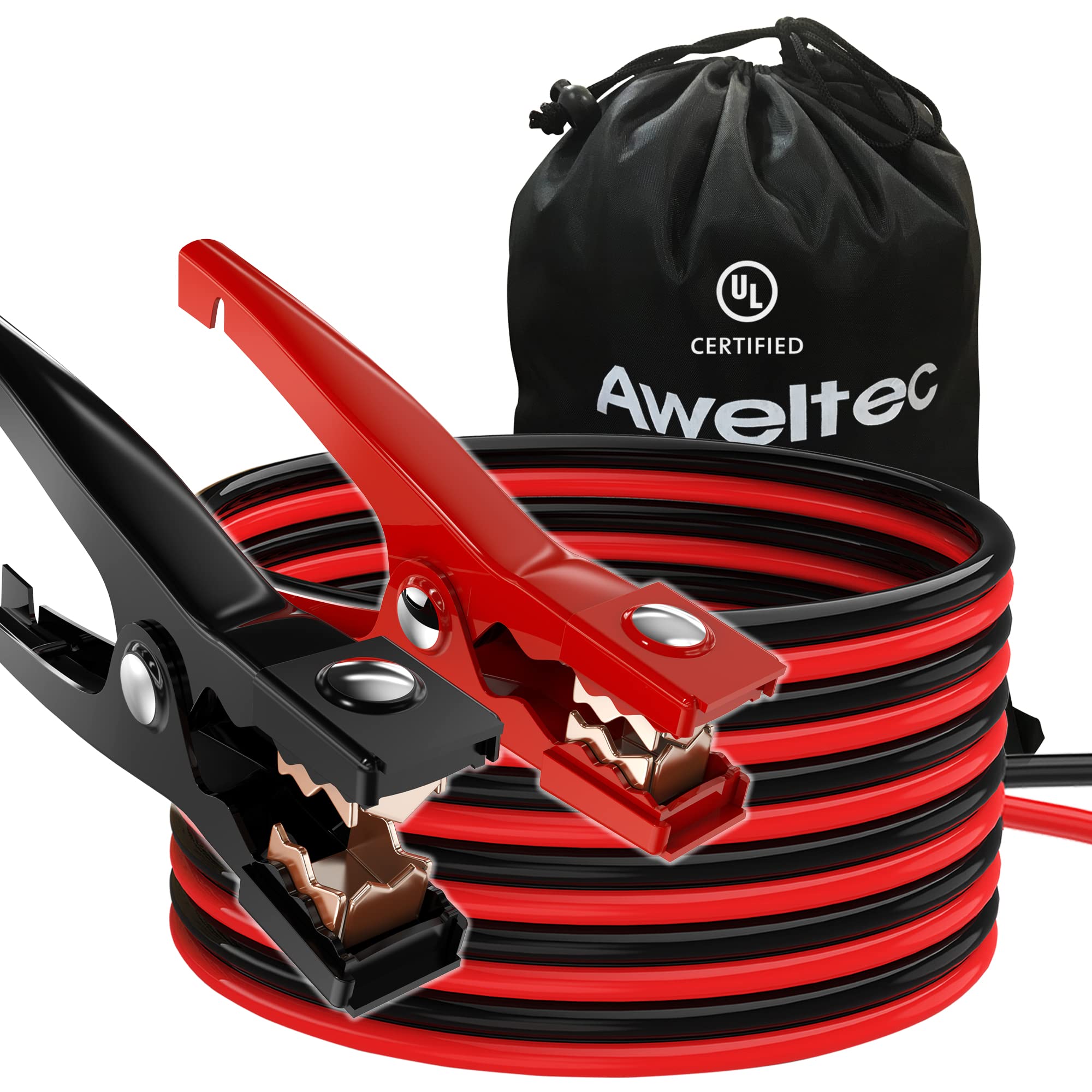 Aweltec Jumper Cables For Car, Ul Listed 8 Gauge 12 Feet Heavy Duty Booster Cables With Carry Bag (8Awg X 12Ft)