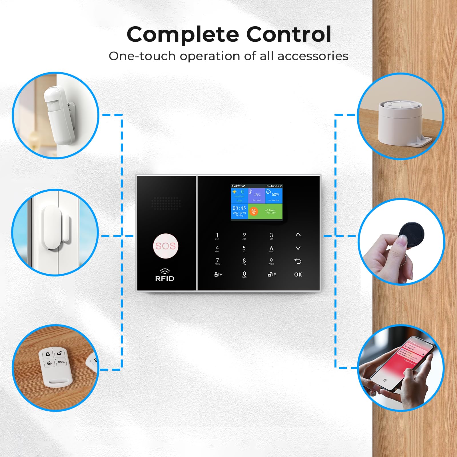 Pgst Security Alarm System 99+3 Zone Auto Dial Wifi+Gsm/4G Home Burglar Security Wireless Gsm Alarm System Detector Sensor Kit R