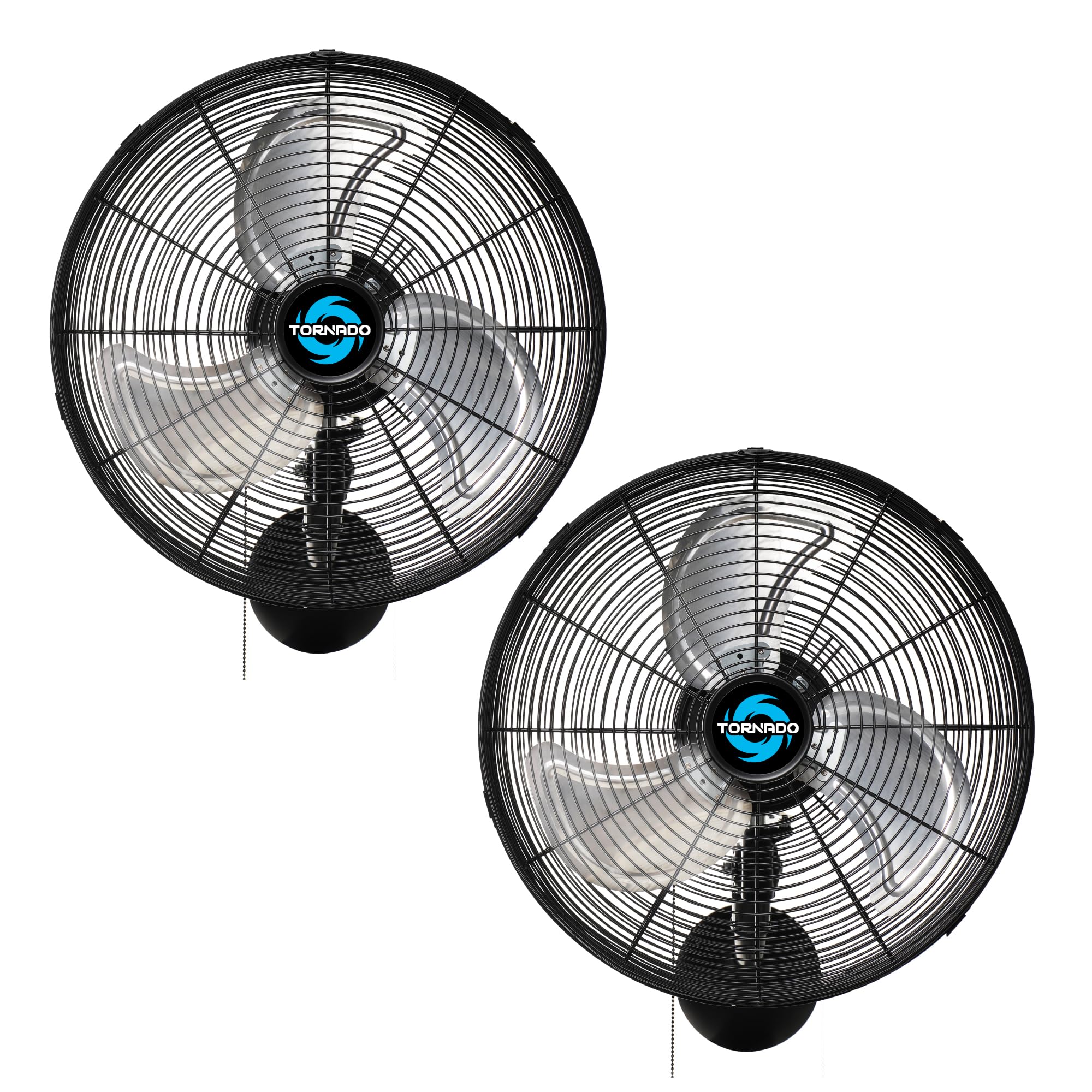 Tornado 2 Pack 16 Inch Pro Series Oscillating Wall Mount Fan -High Velocity Heavy Duty Metal Wall Mount Fan for Industrial, Comm