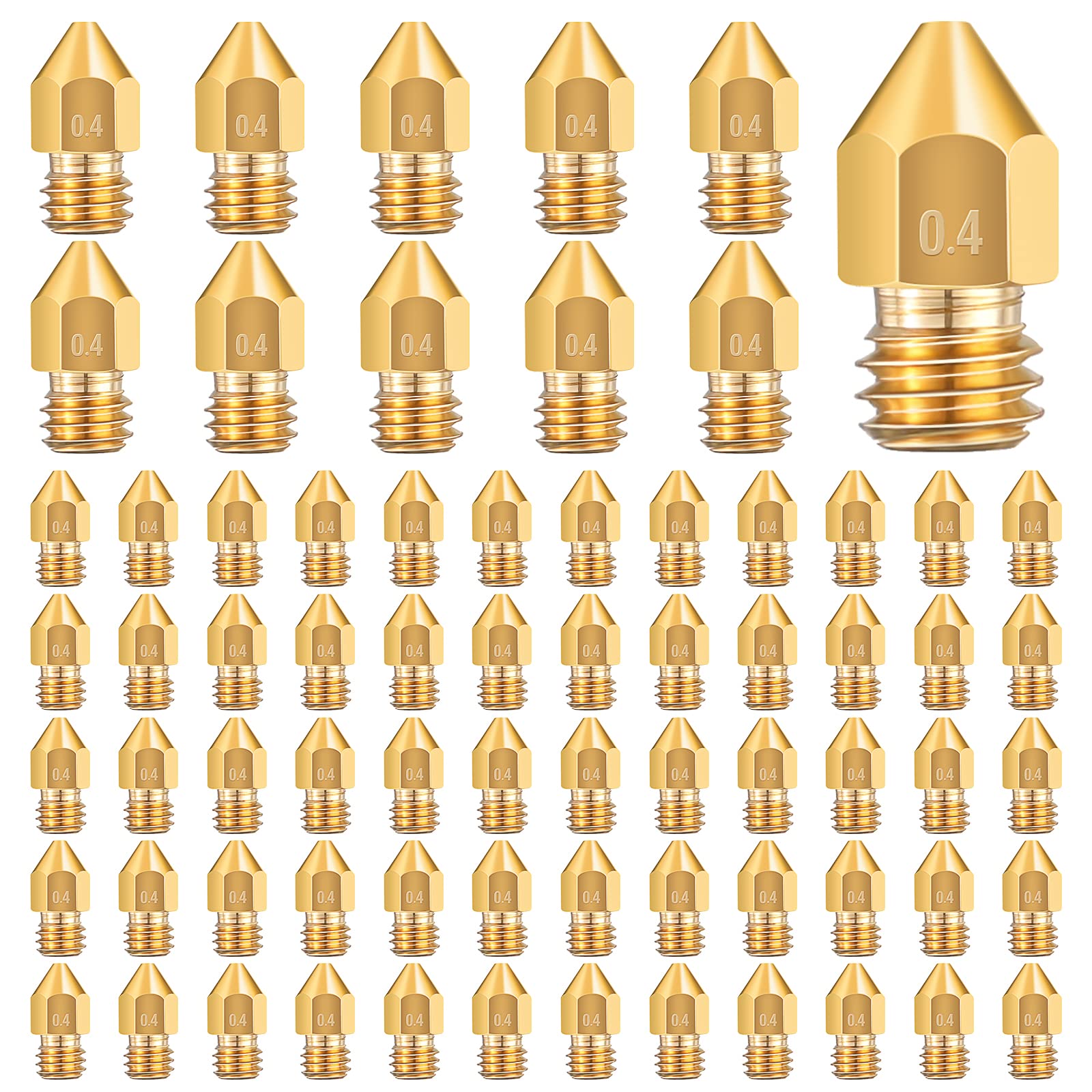 75 Pieces 0.4 Mm Mk8 3D Printer Brass Extruder Nozzles Hardened 3D Printer Tips Compatible With Makerbot, Creality Cr 10, Ender