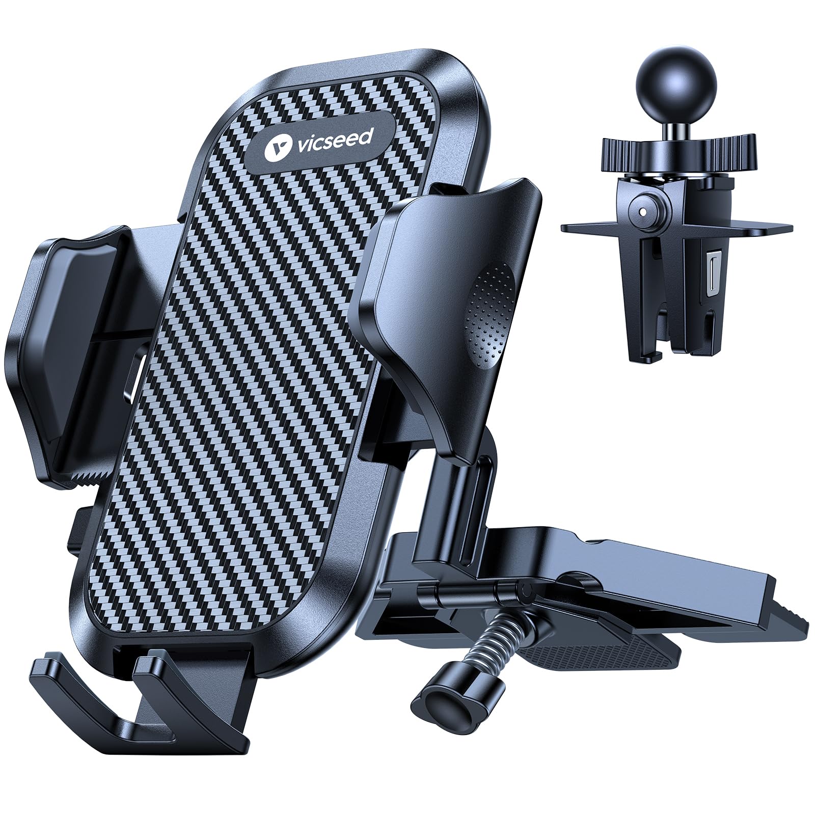 Vicseed Military-Grade Sturdy Car Phone Holder Mount, Upgraded Anti Shake Metal Cd Slot & Air Vent Thick Case Friendly Phone Mou