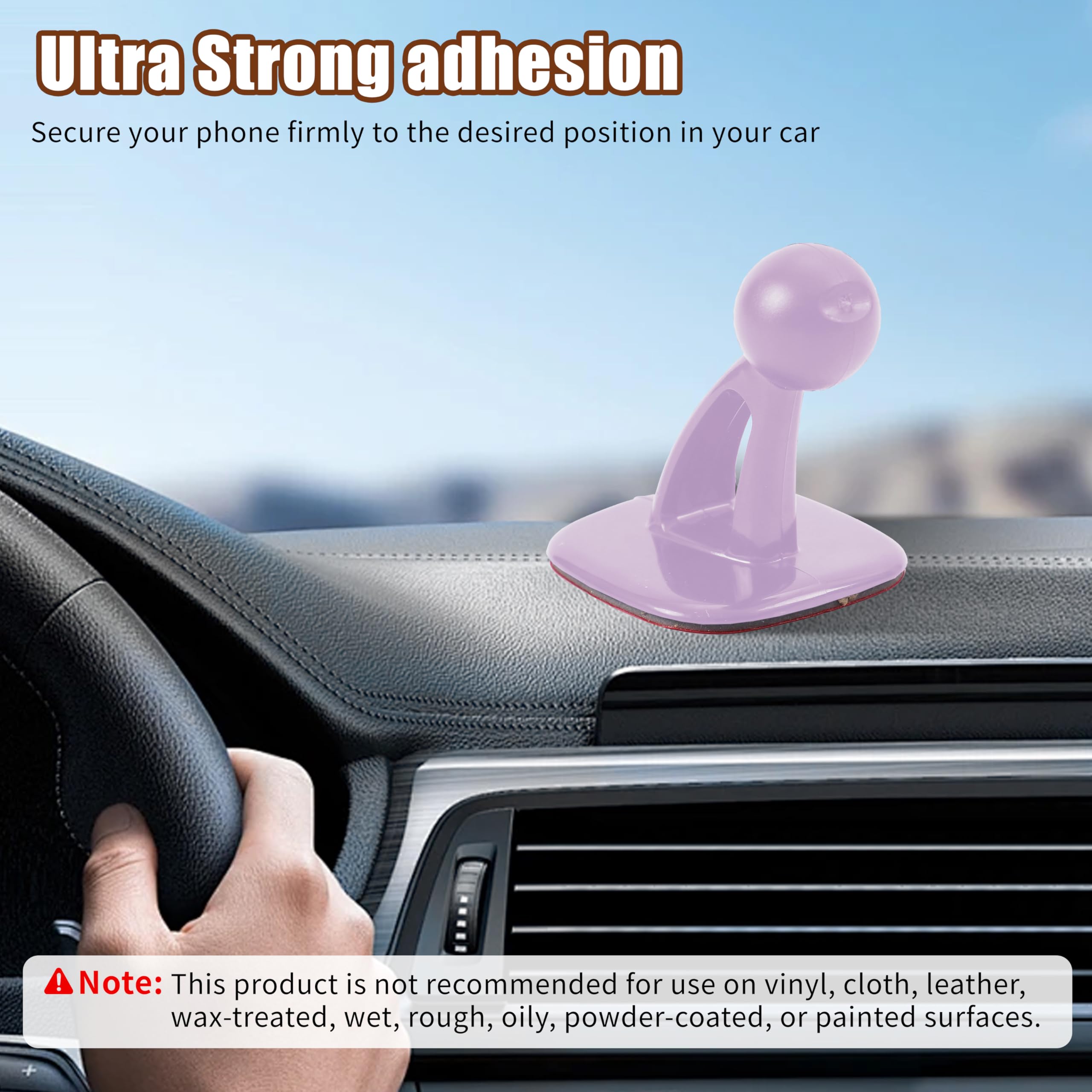 Universal Car Phone Holder Mount With Adhesive Pads, Compatible With 17Mm Ball Head, Strong And Sturdy Base For Cellphones (Pink