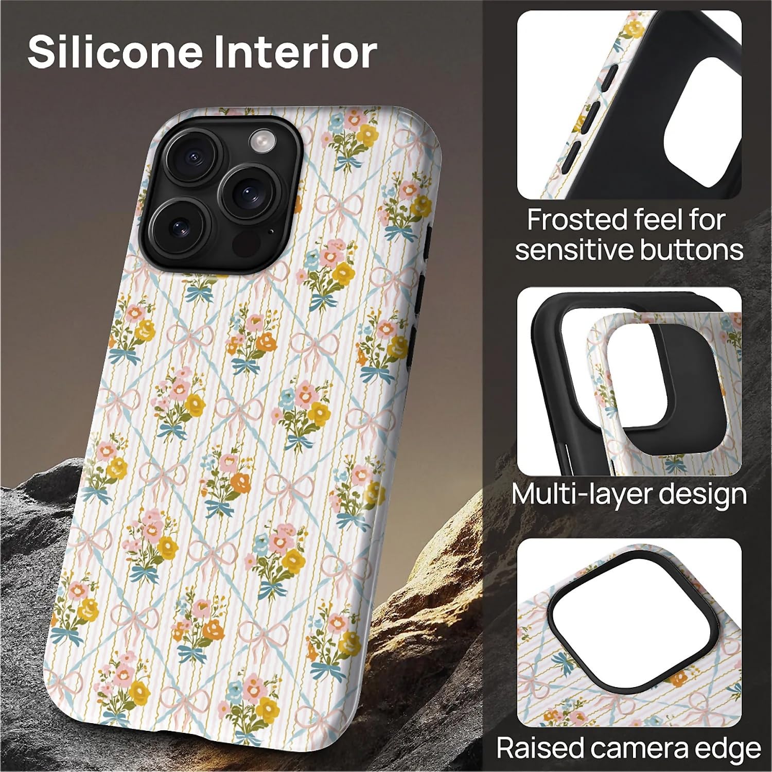 Ilikediy For Iphone 15 Pro Max Case [Compatible With Magsafe] Pattern Design Case For Women Girls Hybrid 2 Layer Hard Shell Sili