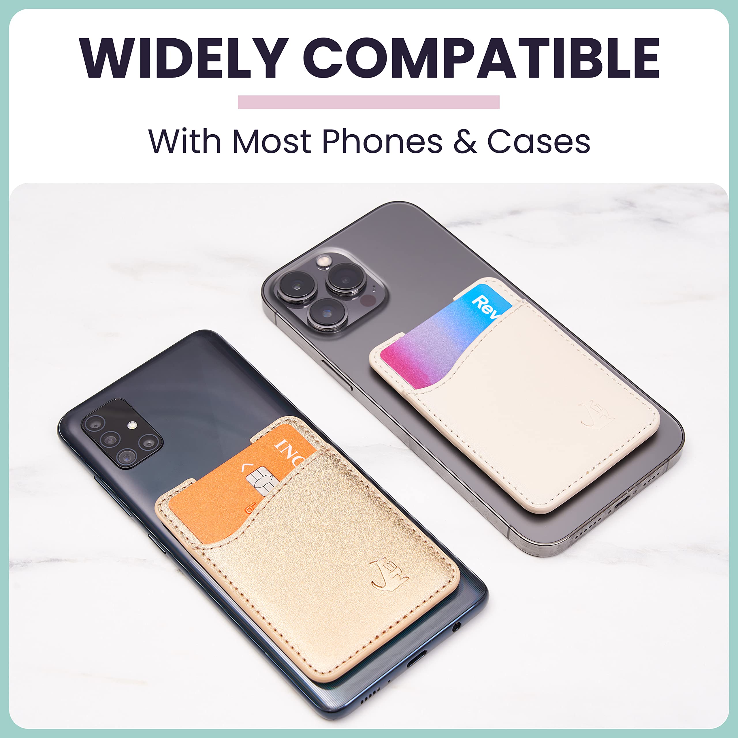 Premium Leather Phone Card Holder   Stick On Wallet For Iphone And Android Smartphones   Minimalist Style With Non Slip Lining S