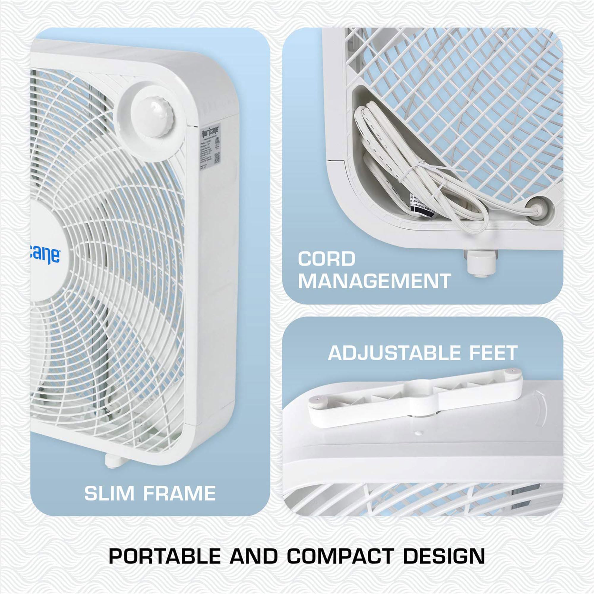 Hurricane Classic 20'' Floor Box Fan   Compact, Portable, Powerful, Quiet 3 Speed Cooling For Home, Greenhouse, Office, Gym, Gar