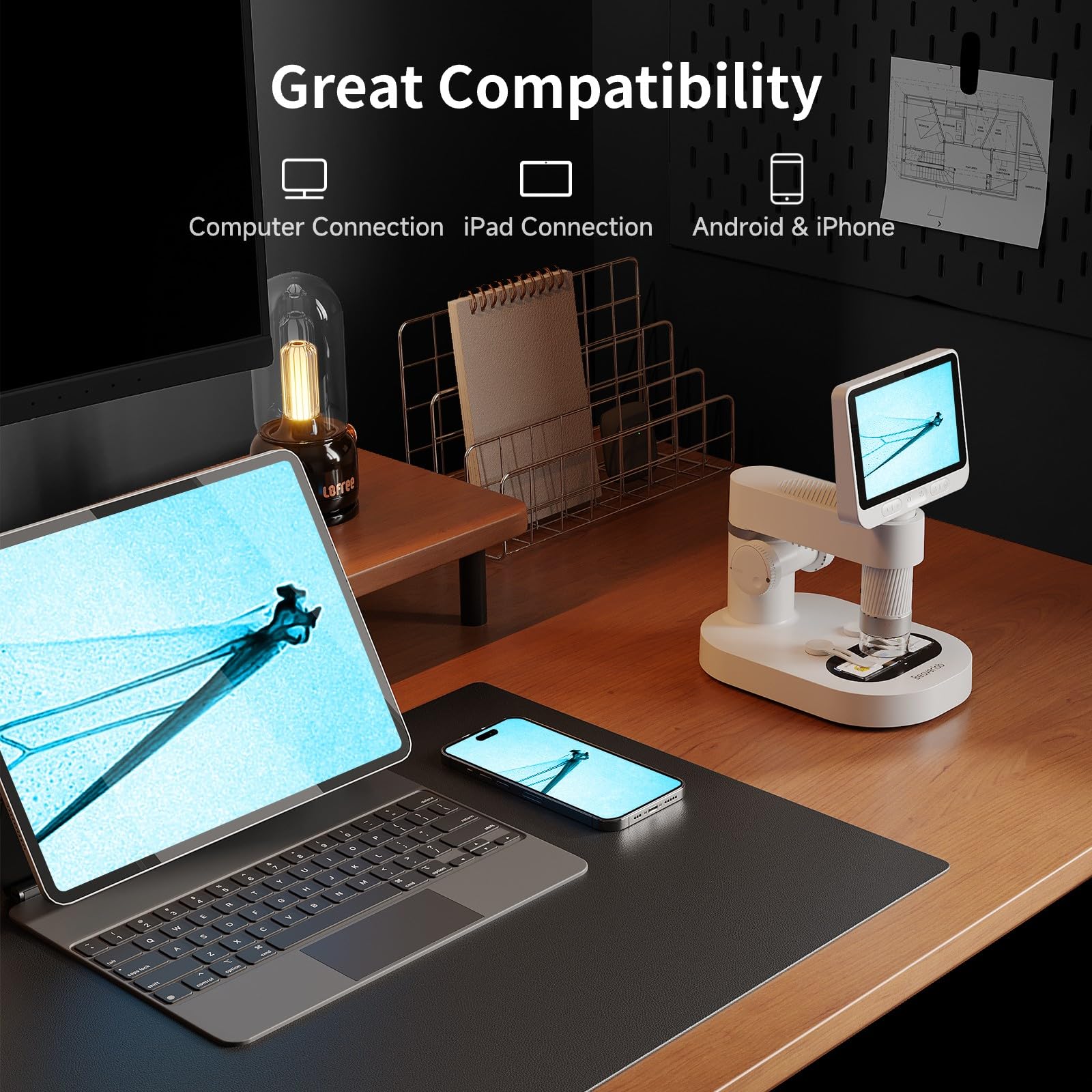 Microscope, 4'' Ips Kids Microscope, 100 1600X Screen Mini Microscope For Kids, Handheld Pocket Digital Microscope Science Kits