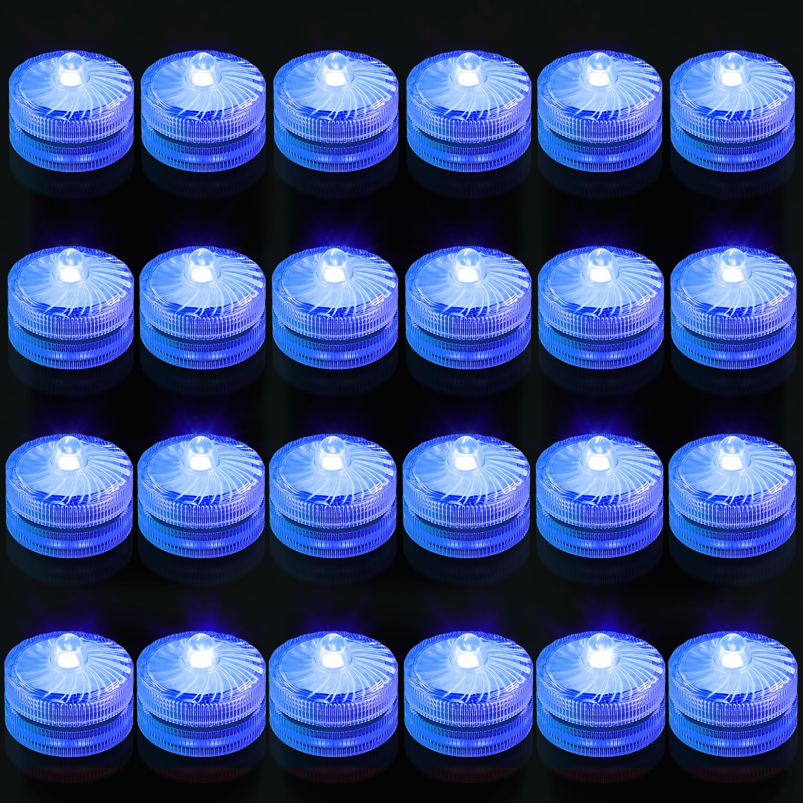 Idyl Light Blue Submersible Led Lights, Waterproof Tea Lights Underwater Mini Pool Lights Battery Operated Flameless For Vases F