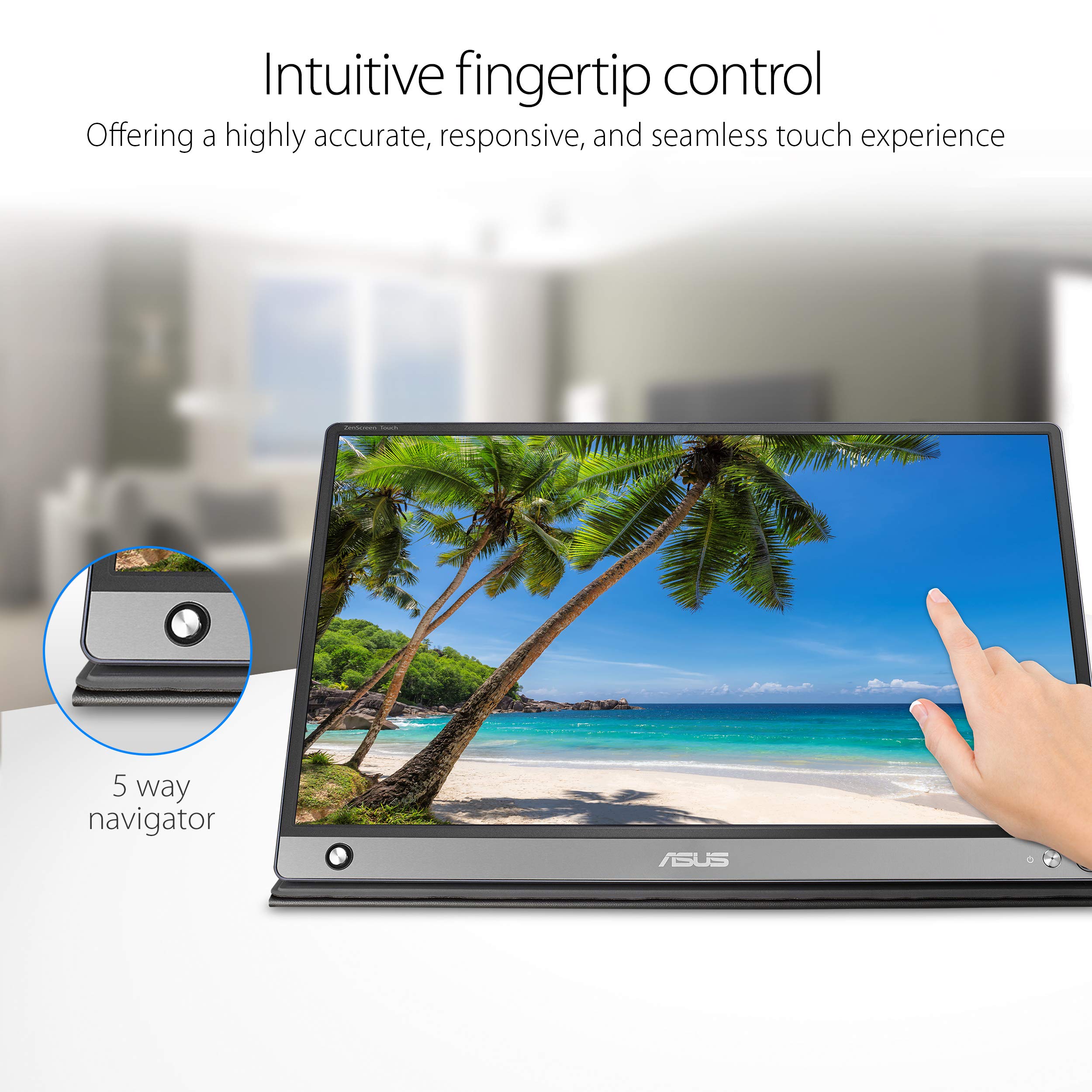 Asus Zenscreen Mb16Amt 15.6'' Full Hd Portable Monitor Touch Screen Ips Non Glare Built In Battery And Speakers Eye Care Usb Typ