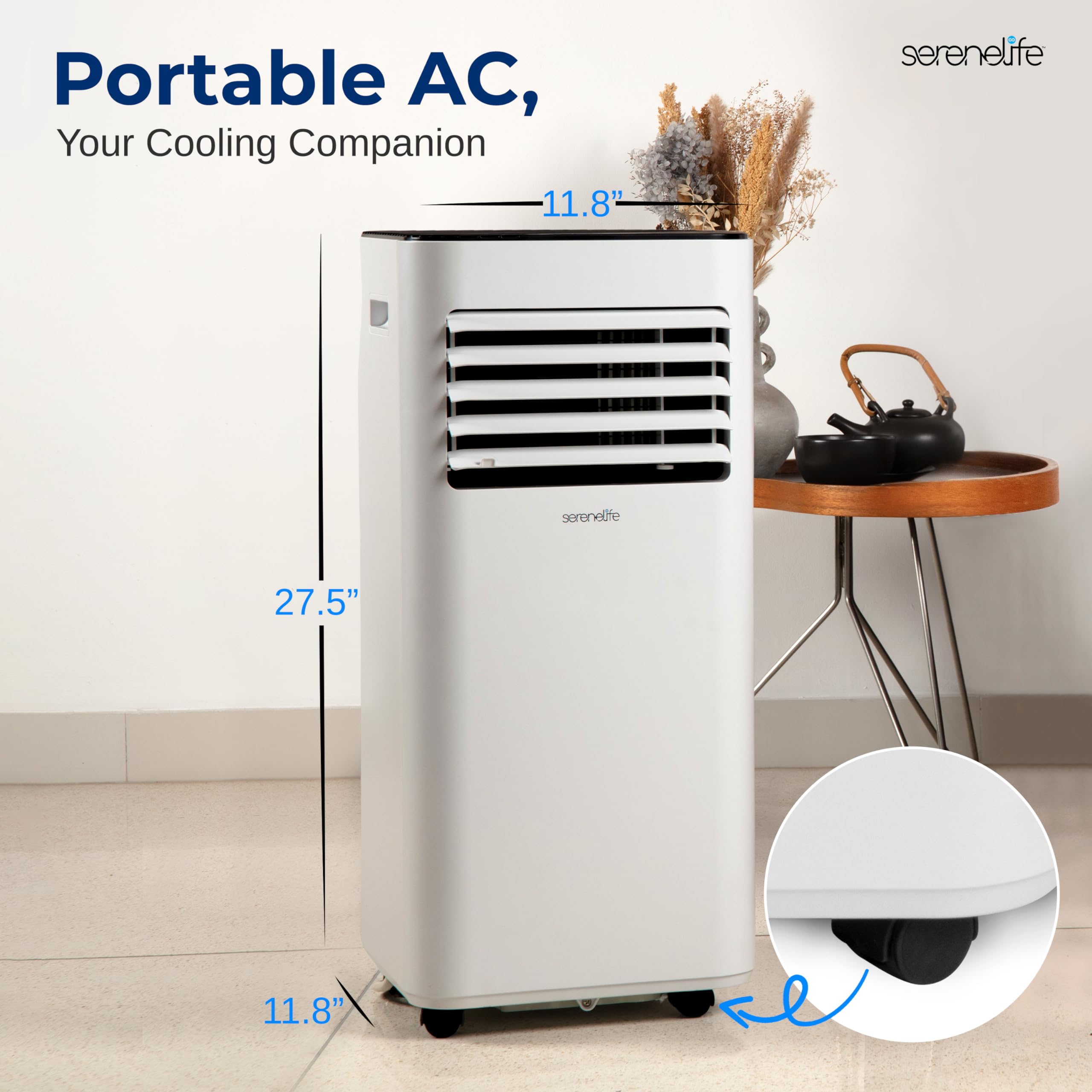 Serenelife Portable Conditioner, 8000 Btu 3-In-1 Compact Standing Air Conditioner For Rooms Up To 300 Sq. Ft., Energy Efficient