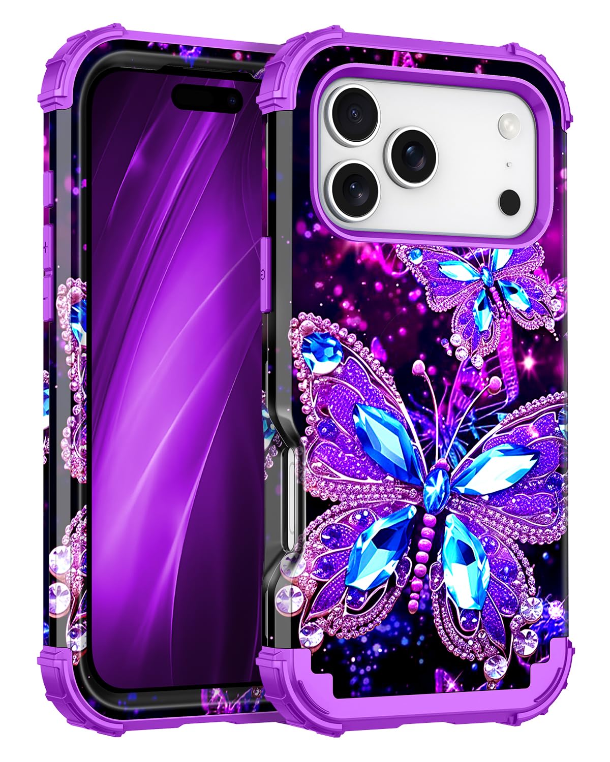 Miqala for iPhone Air/iPhone 17 Air Case,Glow in The Dark Three Layer Heavy Duty Shockproof Protection Hard Plastic Bumper+Soft 