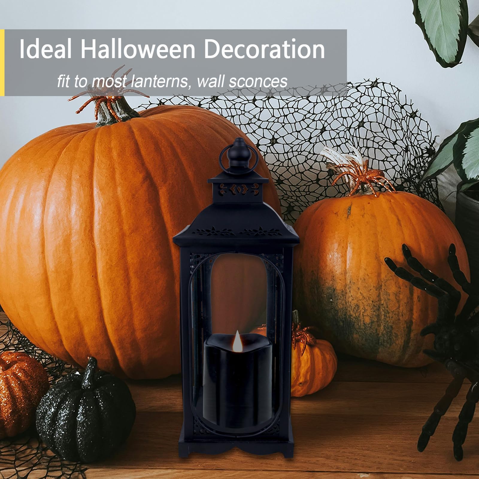 Techlong Black Flameless Candles, Halloween Candles Battery Operated With Remote Timer, 3D Moving Flame Flickering Last 600+ Hou