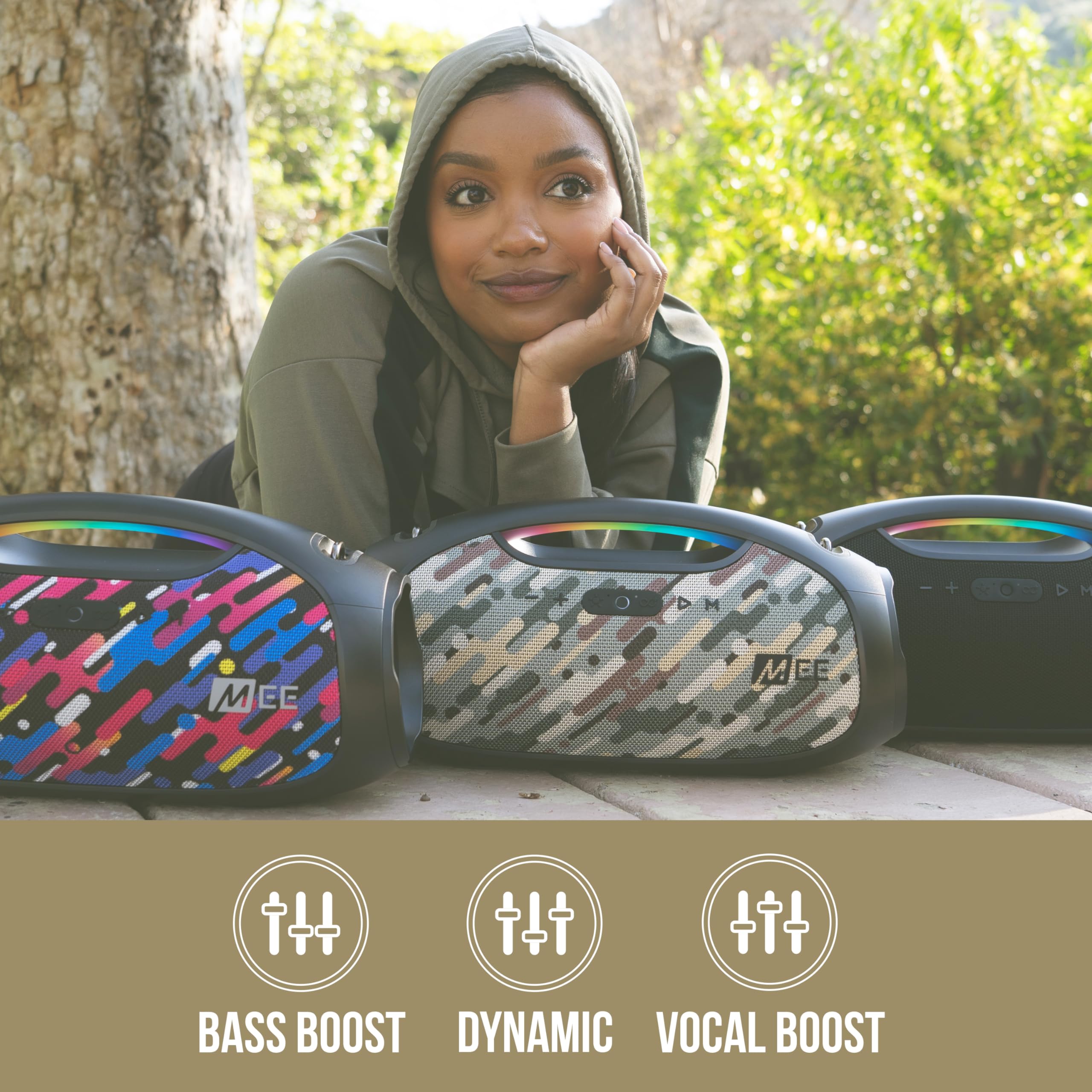 Mee Audio Partyspkr Bluetooth Wireless Speaker, Powerful 60W Rms Stereo Sound, 2 Subwoofers, Portable Speaker For Outdoor, Campi