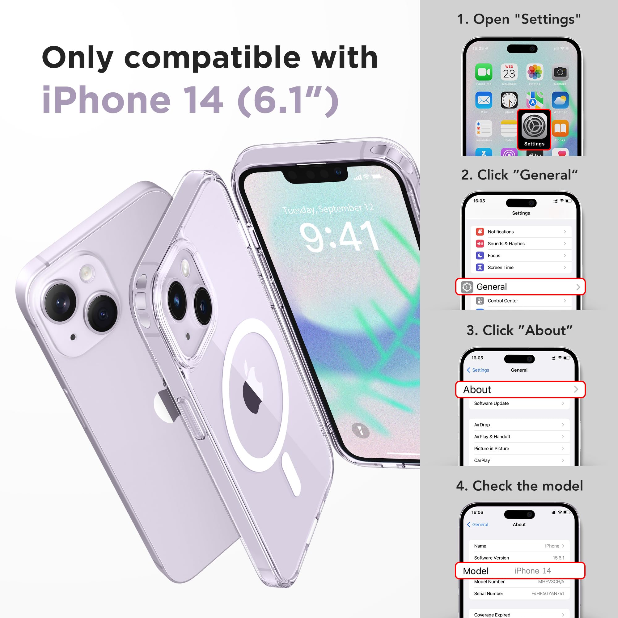 Gonez Magnetic For Iphone 14 Case, Compatible With Magsafe,[2 Screen Protector & 2 Camera Cover][Anti Fingerprint][Non Yellowing