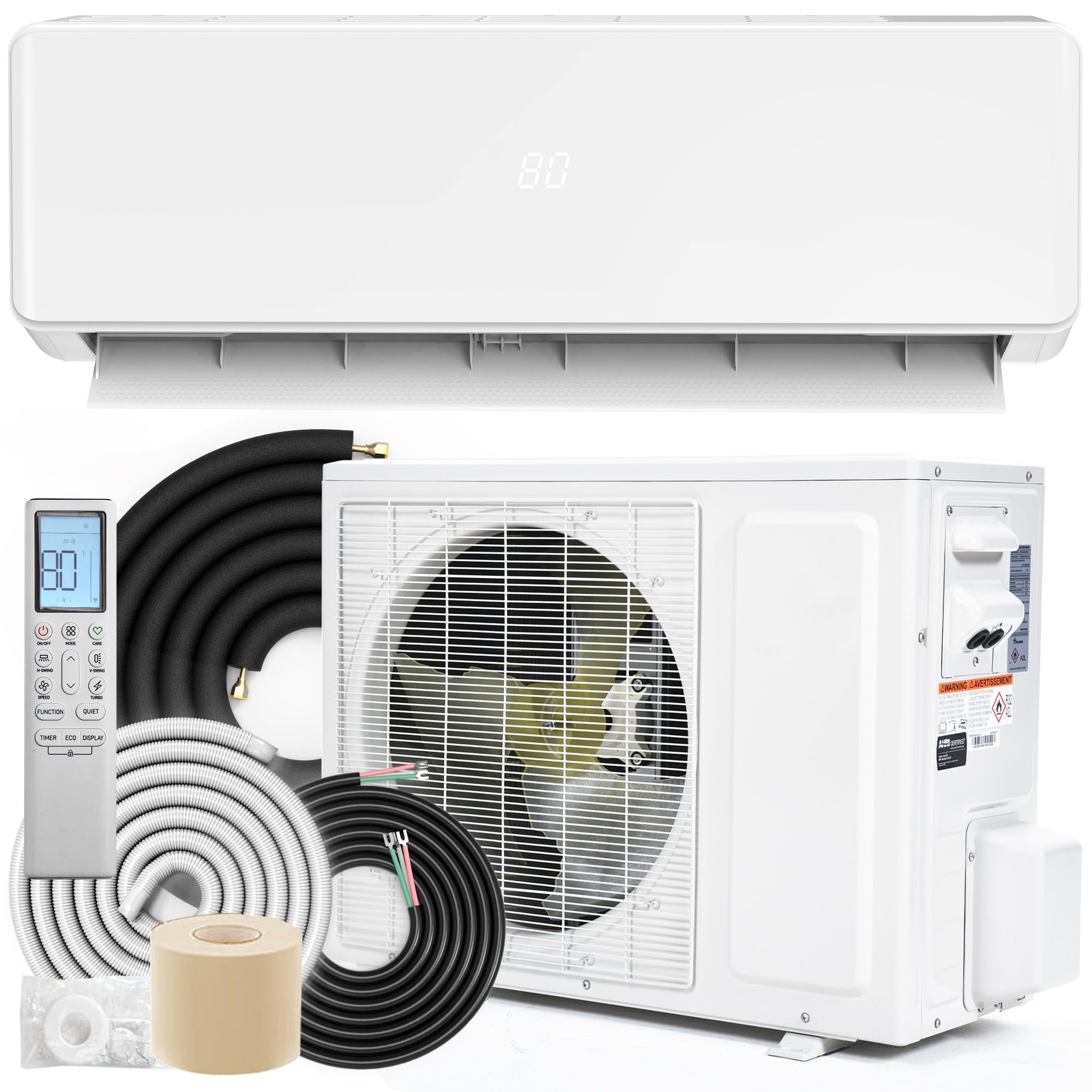 YITAHOME 20 SEER2 24000BTU Mini Split AC/Heating System 208-230V, Pre-charged Inverter AC Cool & Heat Up to 1500 Sq. Ft, Pure De