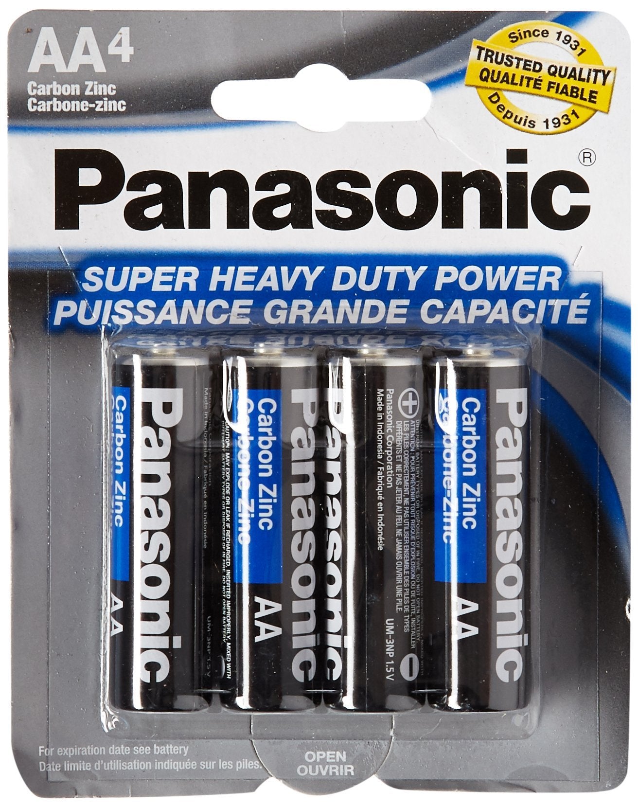 Panasonic 5734 16Pc Aa Batteries Super Heavy Duty Power Carbon Zinc Double A Battery 1.5V, Black (Pack Of 16)