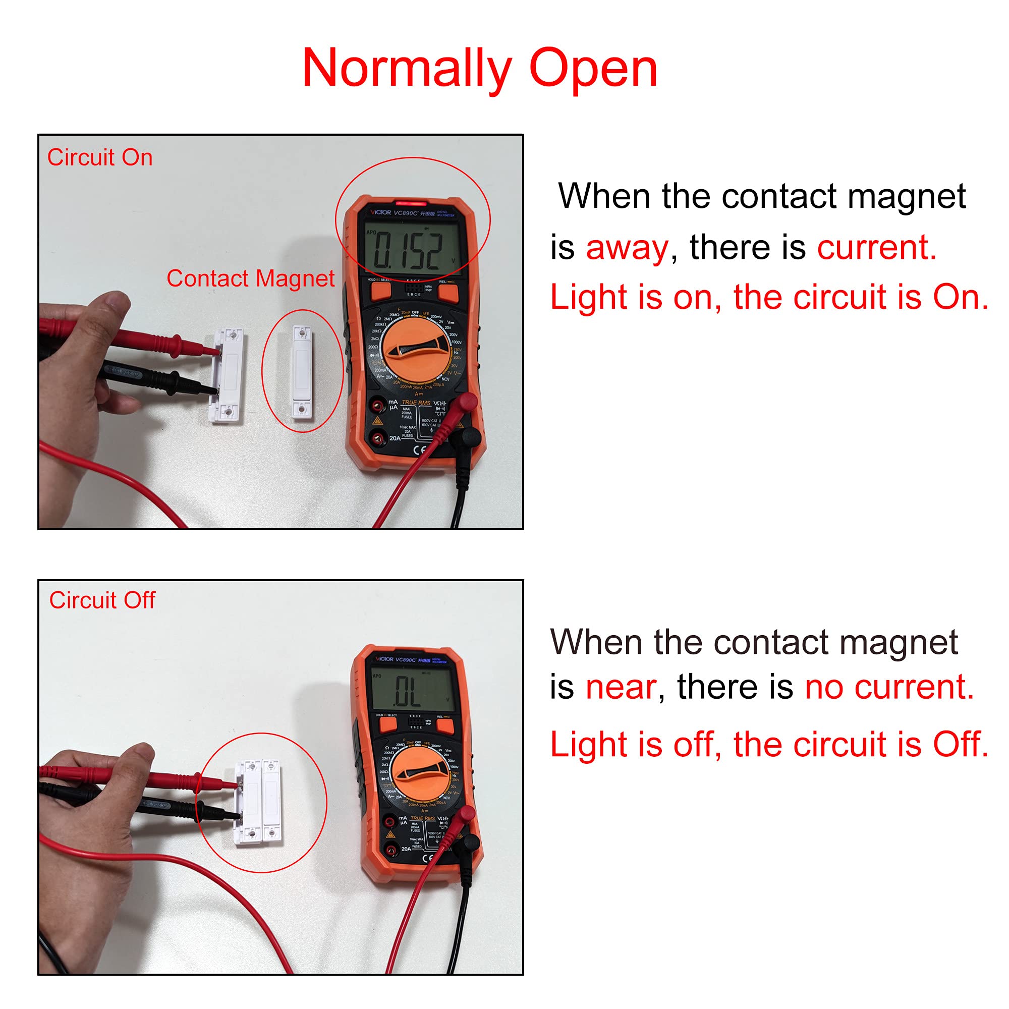 Victorshome Magnetic Reed Switch No Surface Mount Wired Door Window Contact Sensor With Cover For Home Security And Burglar Alar