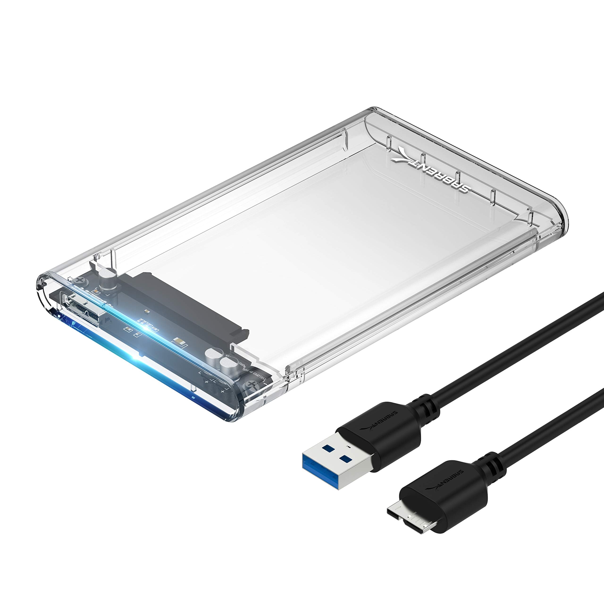 Sabrent 2.5 Inch Sata To Usb 3.0 Tool Free Clear External Hard Drive Enclosure [Optimized For Ssd, Supports Uasp Sata Iii] (Ec O
