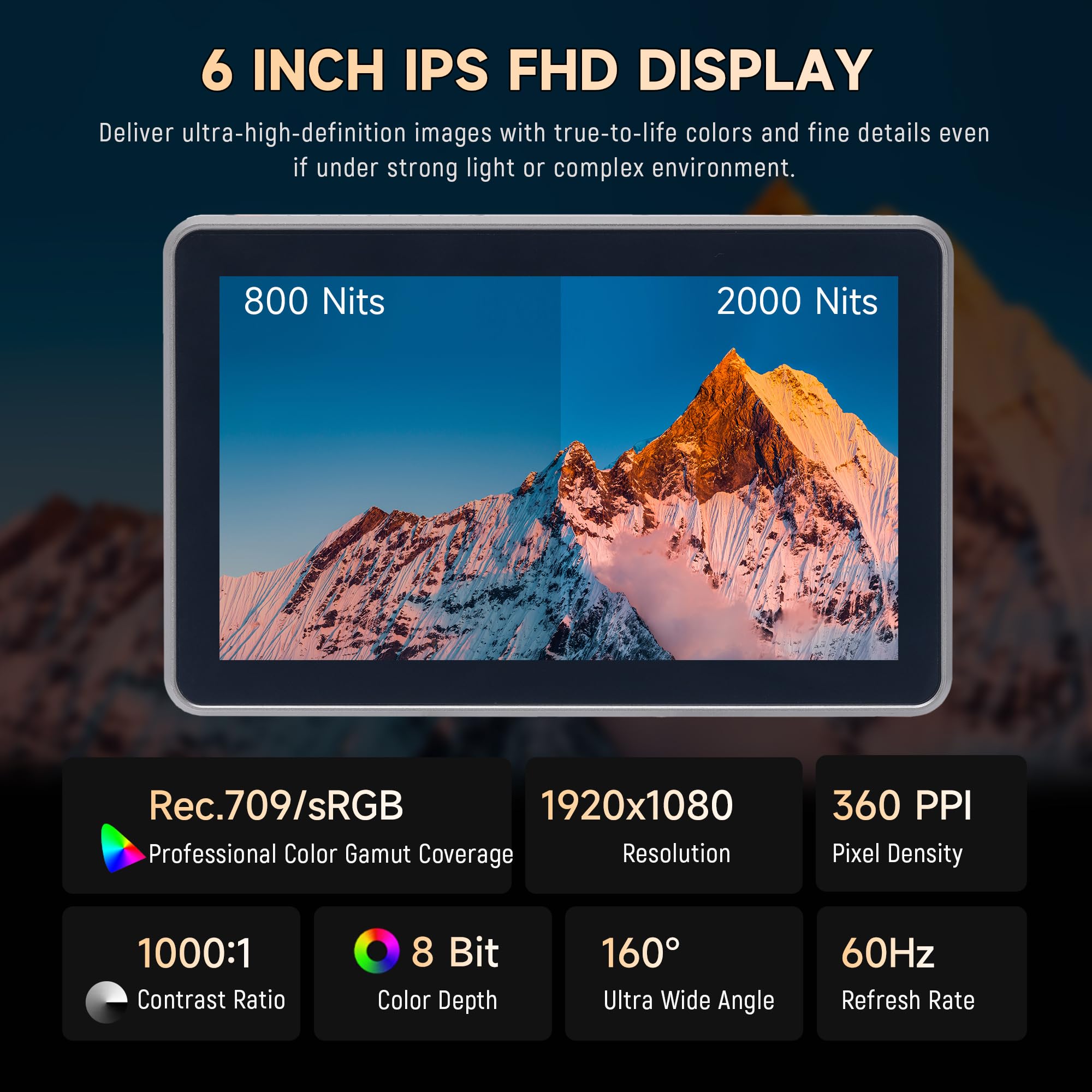 Viltrox Dc-X3 2000 Nits Sdi Camera Field Monitor, 4K Hdmi 6 Inch Touchscreen On Camera Monitor, 3D Lut 1920X1080 Hd Focus Peakin