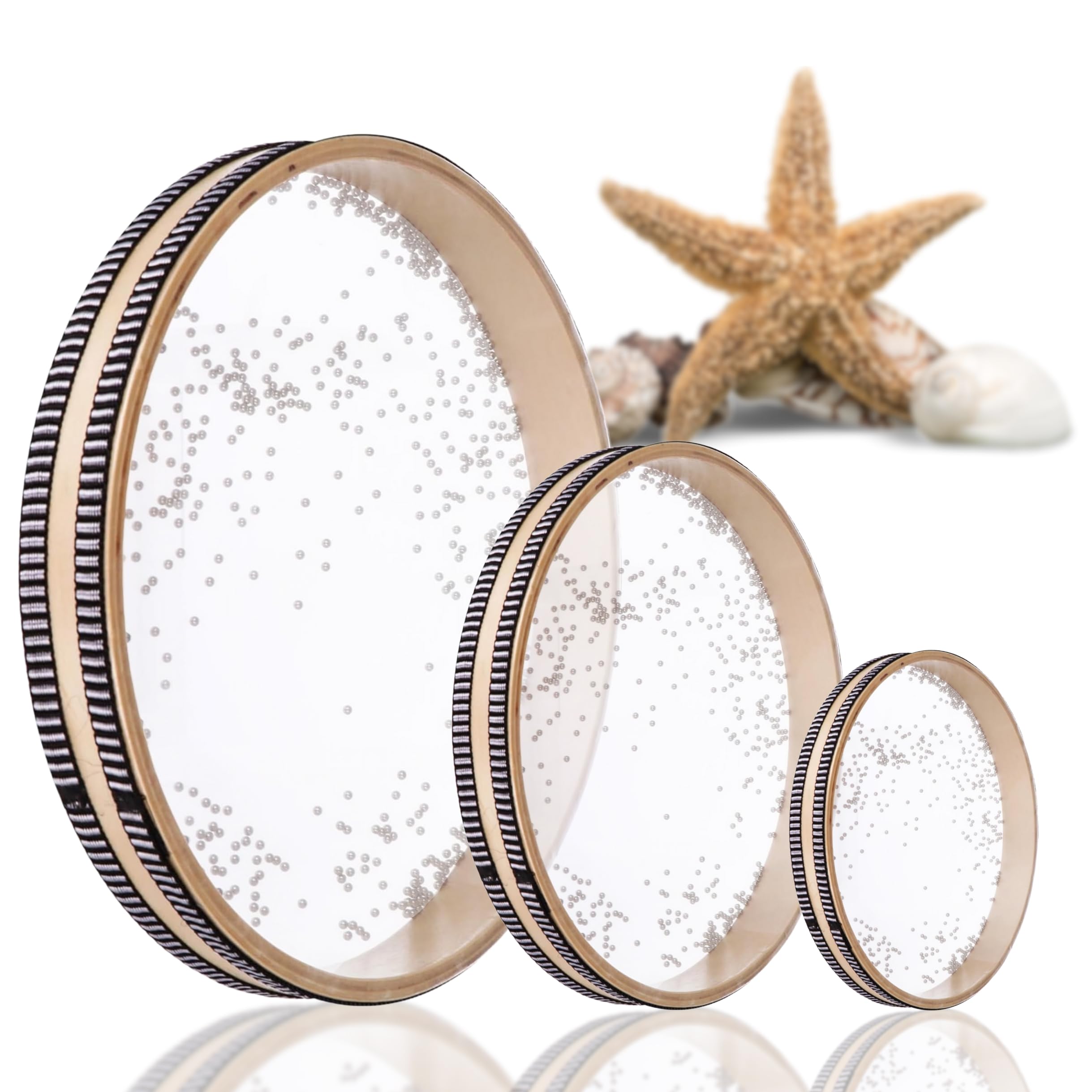 Pack Of 3 Sound Healing Instruments   Ocean Drums 12 Inch Ocean Sound Drum For Meditation 8 Inch Wave Drum For Relaxation 4 Inch