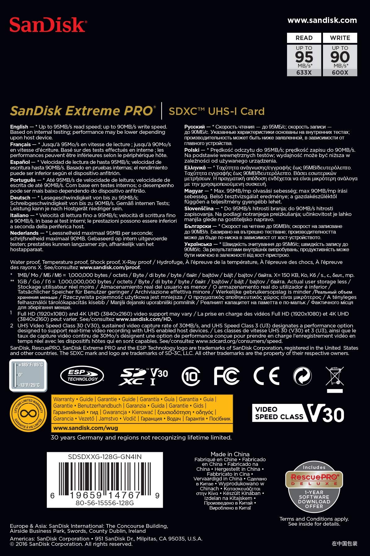 Sandisk 128Gb Extreme Pro Sdxc Uhs-I Card (Sdsdxxg-128G-Gn4In)