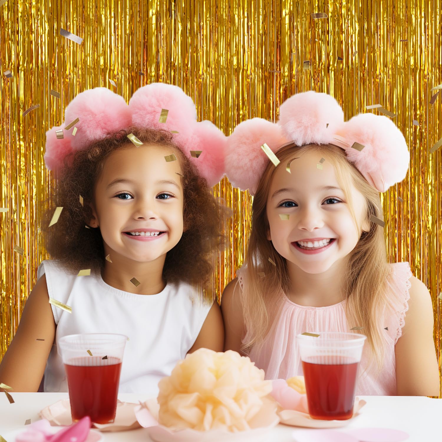 Decockrat 3 Pack Foil Fringe Backdrop   Gold Shiny Tinsel Curtains For Party Decoration/Photo Booth Props   3.3X8.2 Ft Metallic