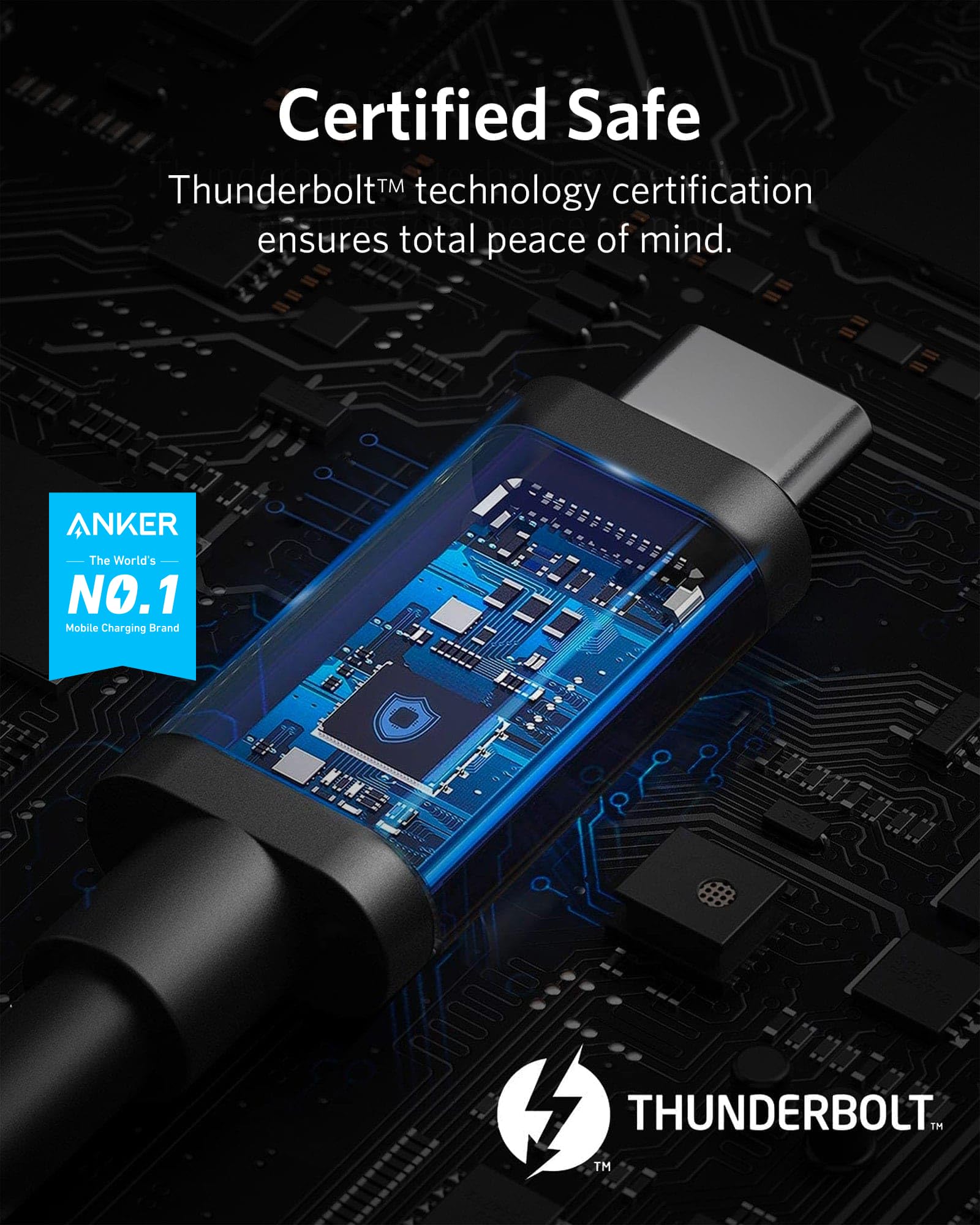 Anker Thunderbolt 4 Cable 2.3 Ft, Usb C To Usb C Cable, Supports 8K Display/40Gbps Data Transfer/100W Charging, For Iphone 15 Pr