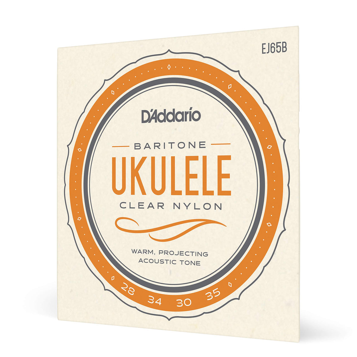D'Addario Baritone Ukulele Strings, Clear Nylon, Ej65B, 4 String Set, Pack Of 1