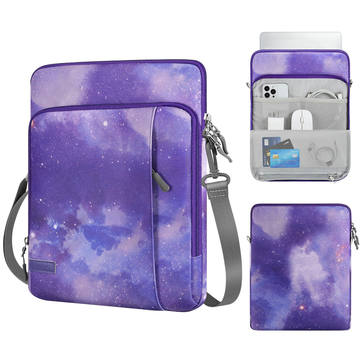MoKo Laptop Sleeve Bag for 13.3-14 Inch, Notebook Carrying Case with Pocket Fits New MacBook Pro M3/M2 14' /13' M2/M1 Pro/M1 Max 14.2 2023-2021/Air 13.6' M2 2022, Surface Pro 9/8 13',Purple Starry Sky