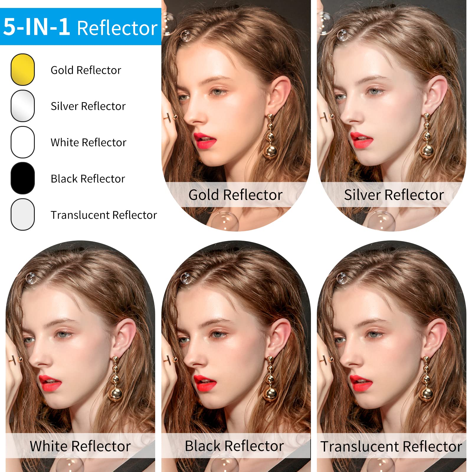 Fotocreat Portable 5 In 1 Oval 60   X80   /150X200Cm Reflector Translucent Professional Collapsible Multi Disc Light Reflector W