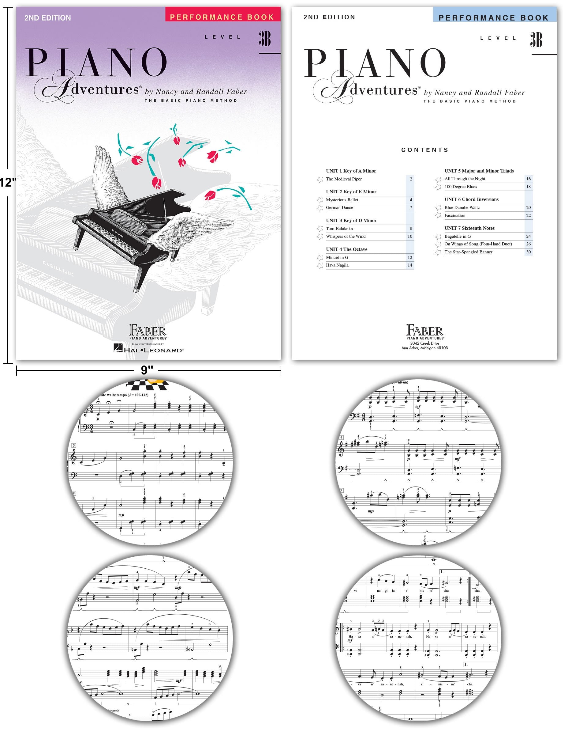 Piano Adventures Level 3B Learning Set By Nancy Faber - Lesson, Theory, Performance, Technique & Artistry Books & Juliet Music P