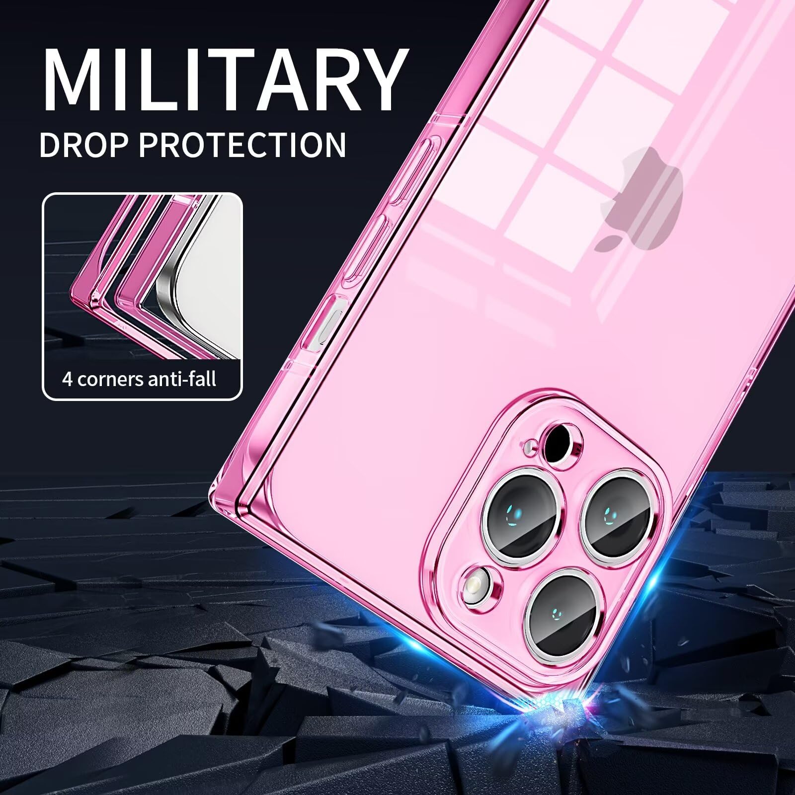 Tzomsze Case For Iphone 14 Pro Max Clear,Precision Hole Camera Protection,Soft Tpu Protective Shockproof Cover 6.7 Inch Pink