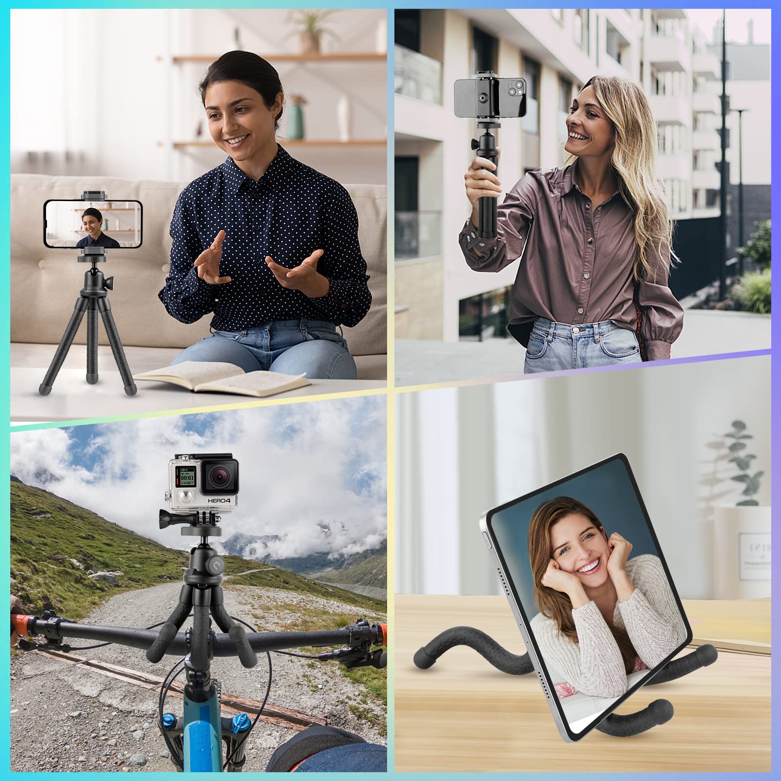 Ubeesize Phone Tripod, Ubeesize 12 Inch Flexible Cell Phone Tripod Stand Holder With Wireless Remote Shutter & Universal Phone M