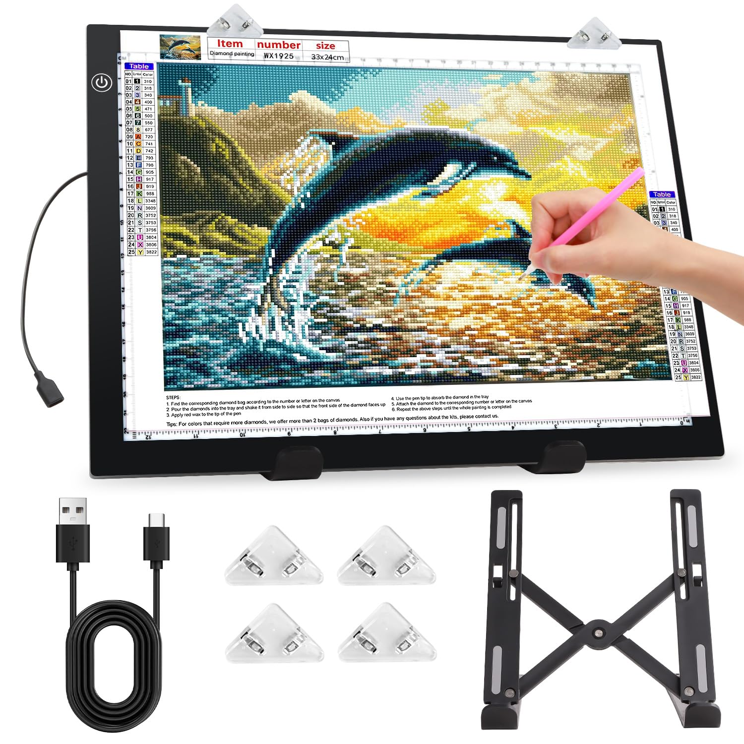 Zocelight A4 Light Pad For Diamond Art Kits For Adults,0.2'' Ultra Thin Light Board With Stand And Clip For Diamond Painting Acc