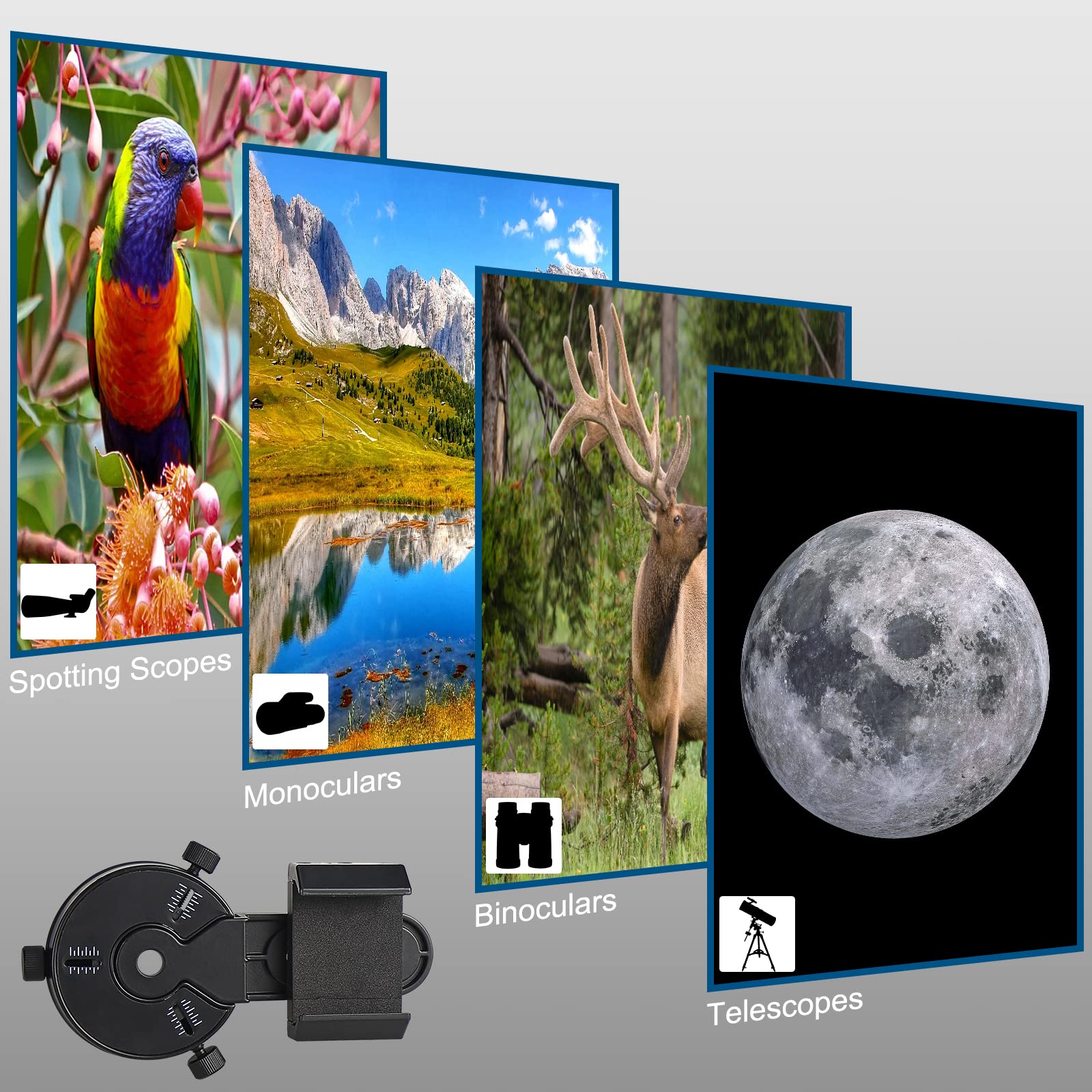 Celticbird Newest Smartphone Scope Adapter  Phone Mount For Spotting Scopes& Binoculars& Monocular& Telescope& Microscope