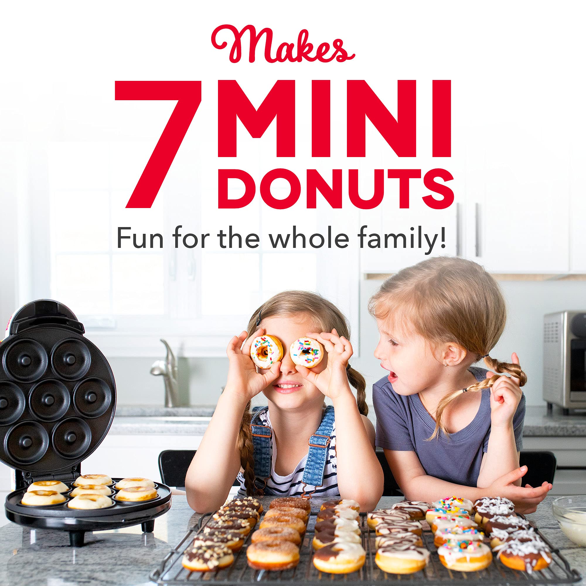 Dash Mini Donut Maker Machine For Kid Friendly Breakfast, Snacks, Desserts & More With Non Stick Surface, Makes 7 Doughnuts, Don