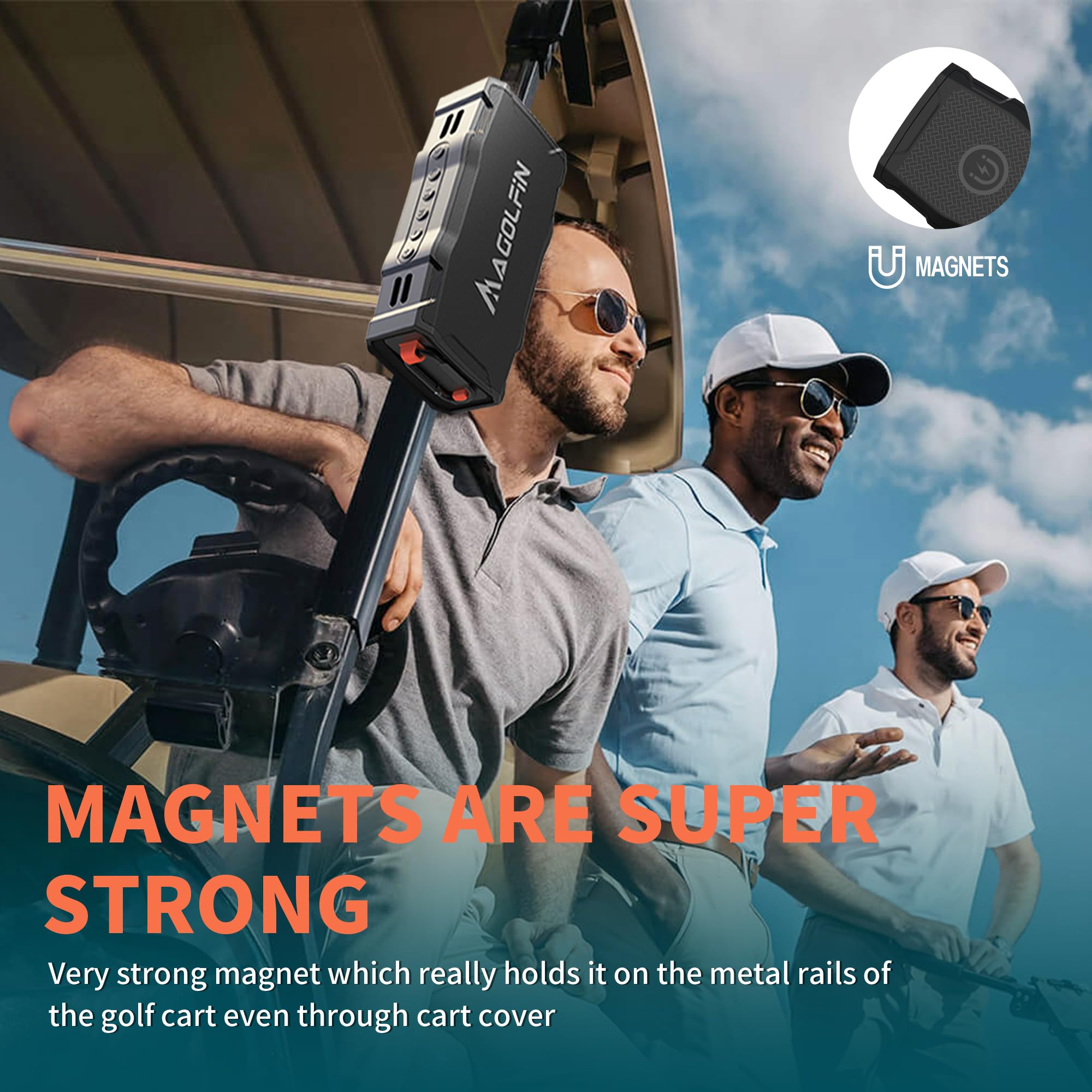 Magolfin Golf Cart Speaker, 36H Playtime Magnetic Bluetooth Speaker For Golf Cart, 30W Loud Stereo Sound Ipx7 Golf Speaker With