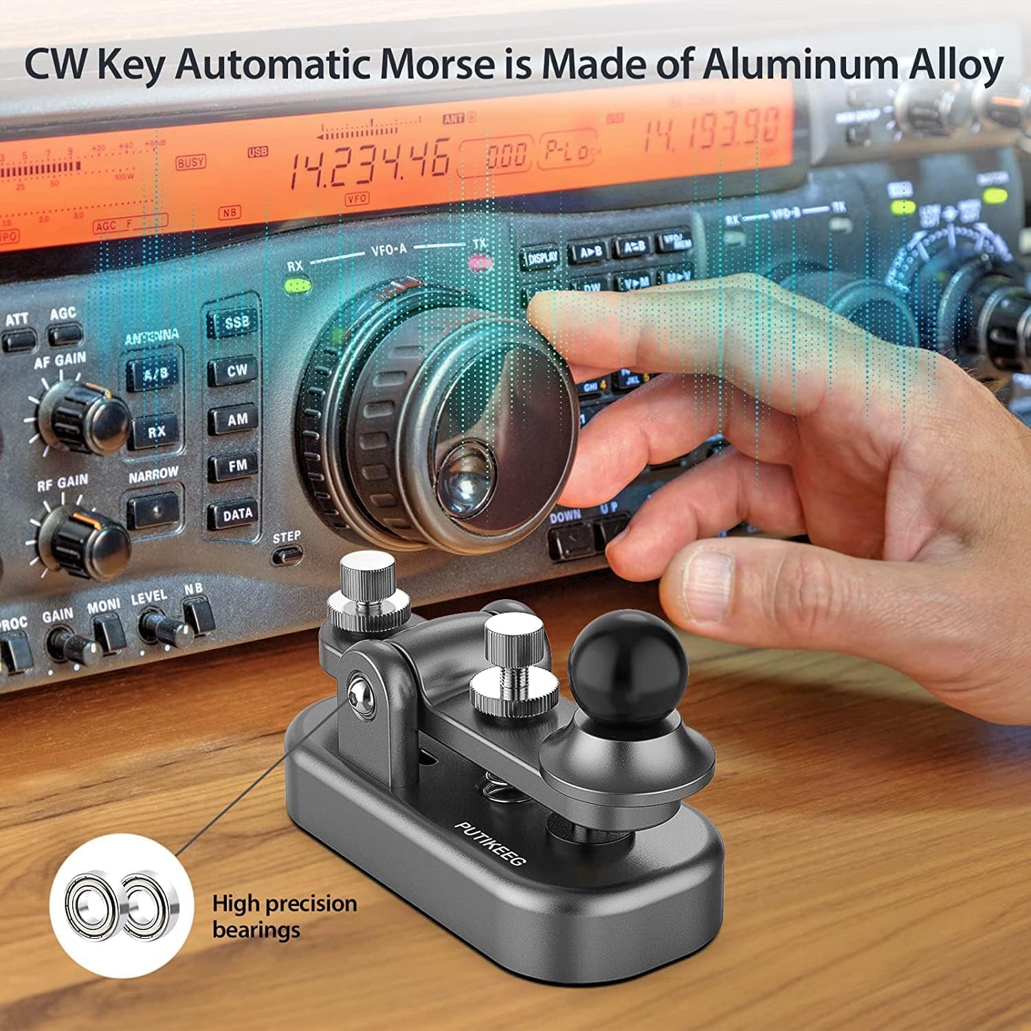 Mini Morse Radio Key Cw Ham Send Telegram Double Paddle Morse Code Key With Aluminum Alloy Body Base Grey(S)