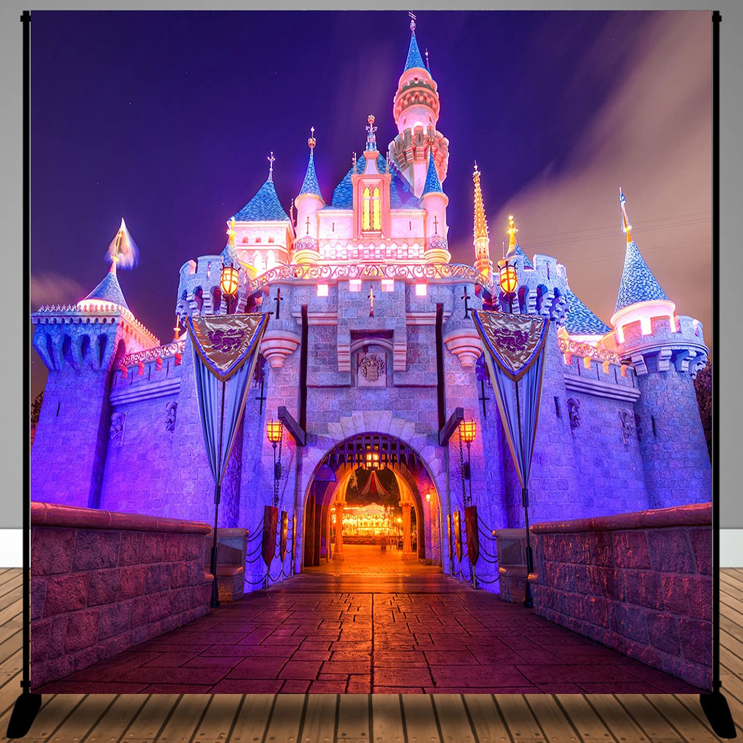 Mtmety 10X10Ft Disneyland Night Scene Fantasy Castle Background For Children Birthday Party Photo Video Studio Props Lsme1601