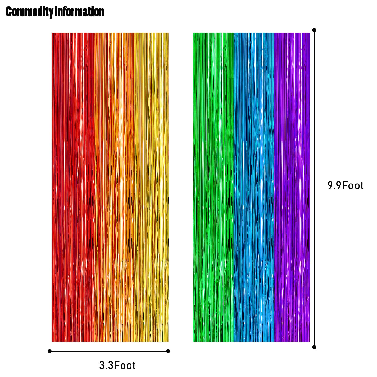Canrevel 2 Pack 3.3X8.2 Feet Rainbow Foil Fringe Backdrop Curtains, Tinsel Streamers Birthday Party Decorations, Photo Booth Pro