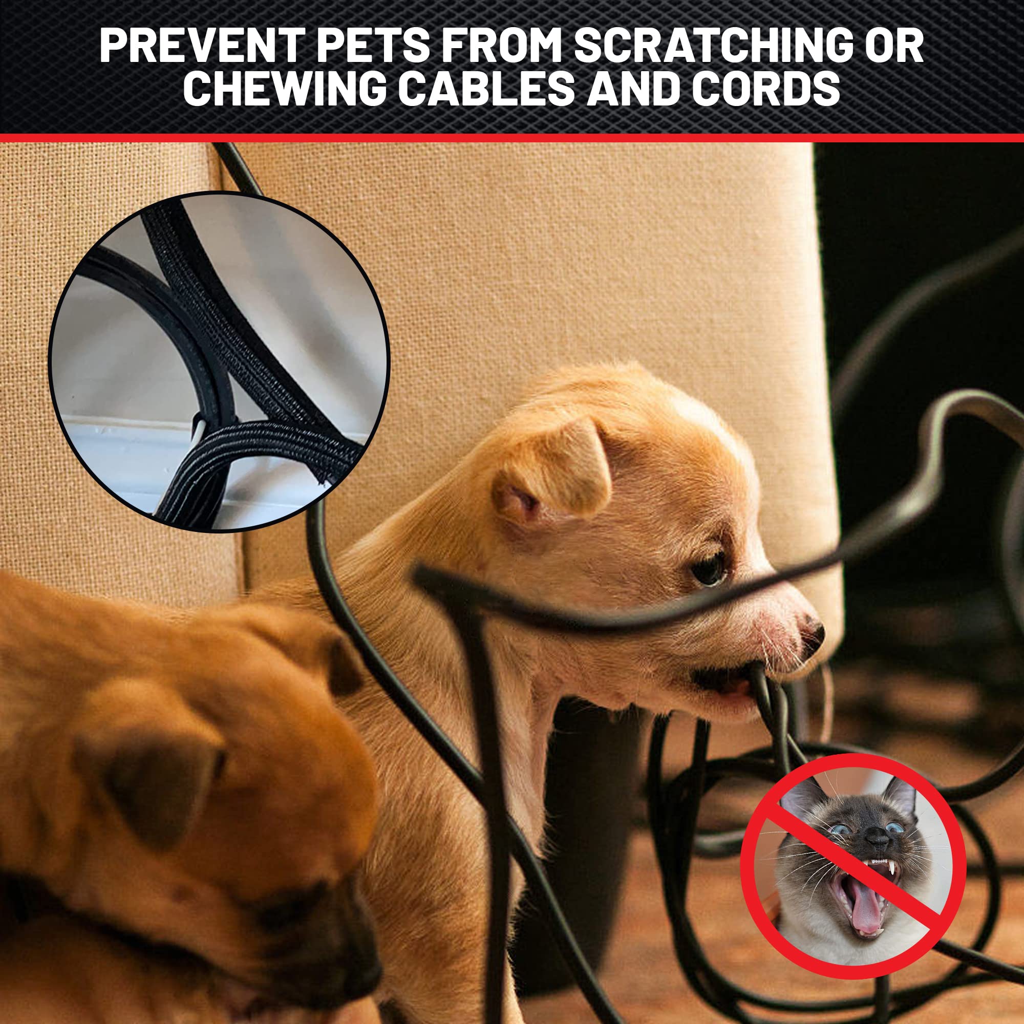 Red Wolf Cable Sleeves Cord Management Braided Wire Loom Split Sleeving 3/8 Inch X 10 Ft Protector Wiring Cable Cover Flexible S